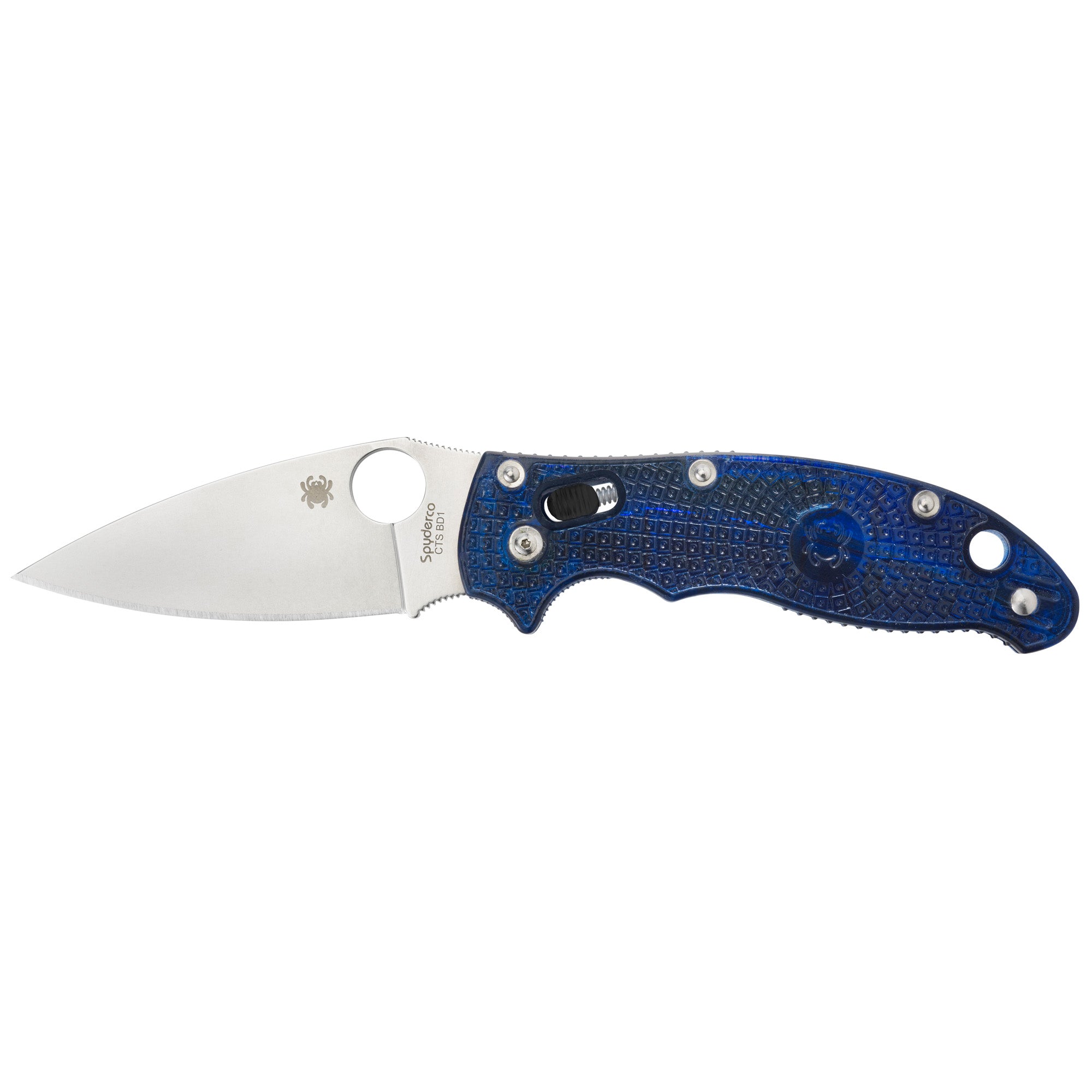 Spyderco Manix 2 Blue Folding Knife with CTS BD1N Steel - 3.375 Inch Plain Edge