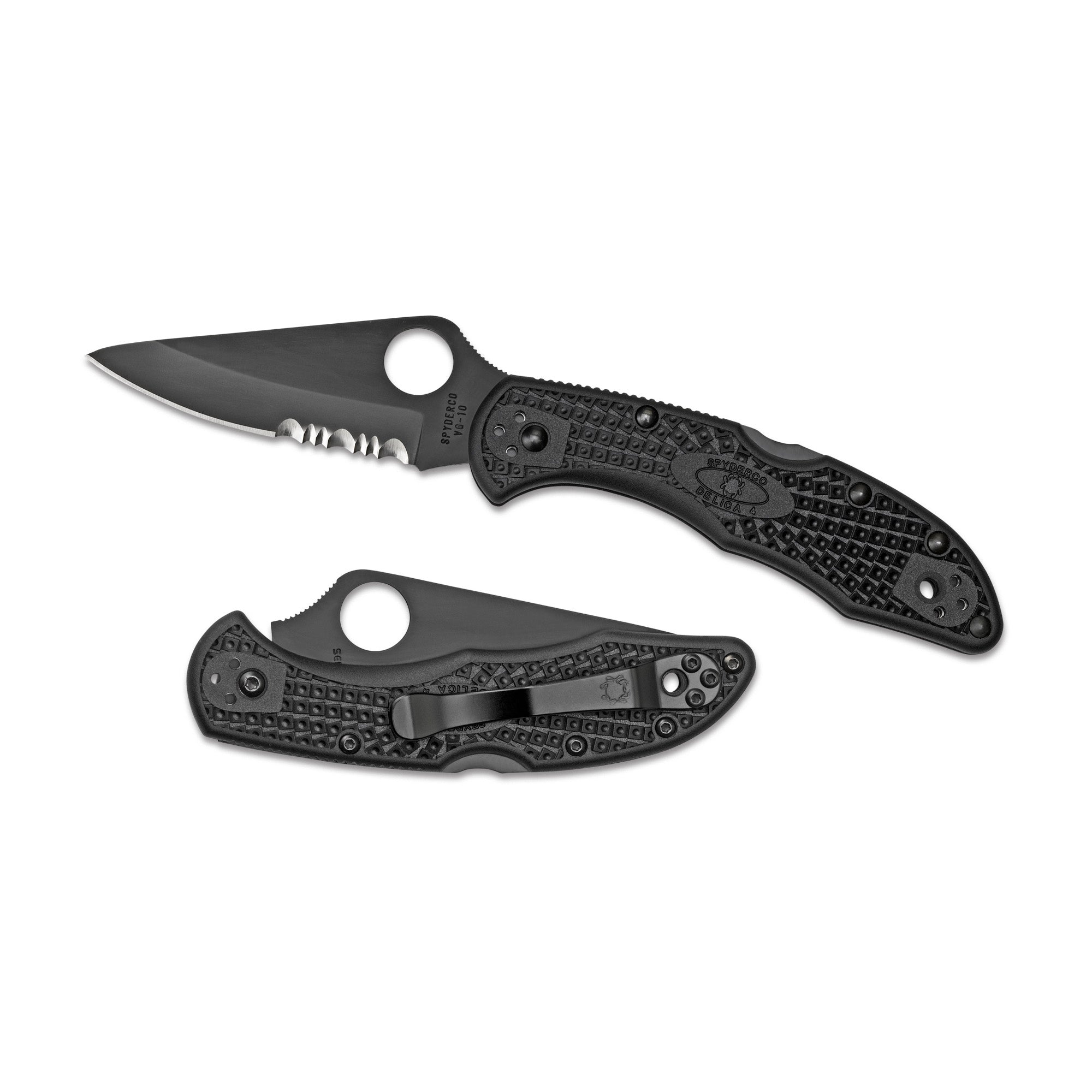 Spyderco Delica 4 Folding Knife with VG-10 Blade, Black Handle