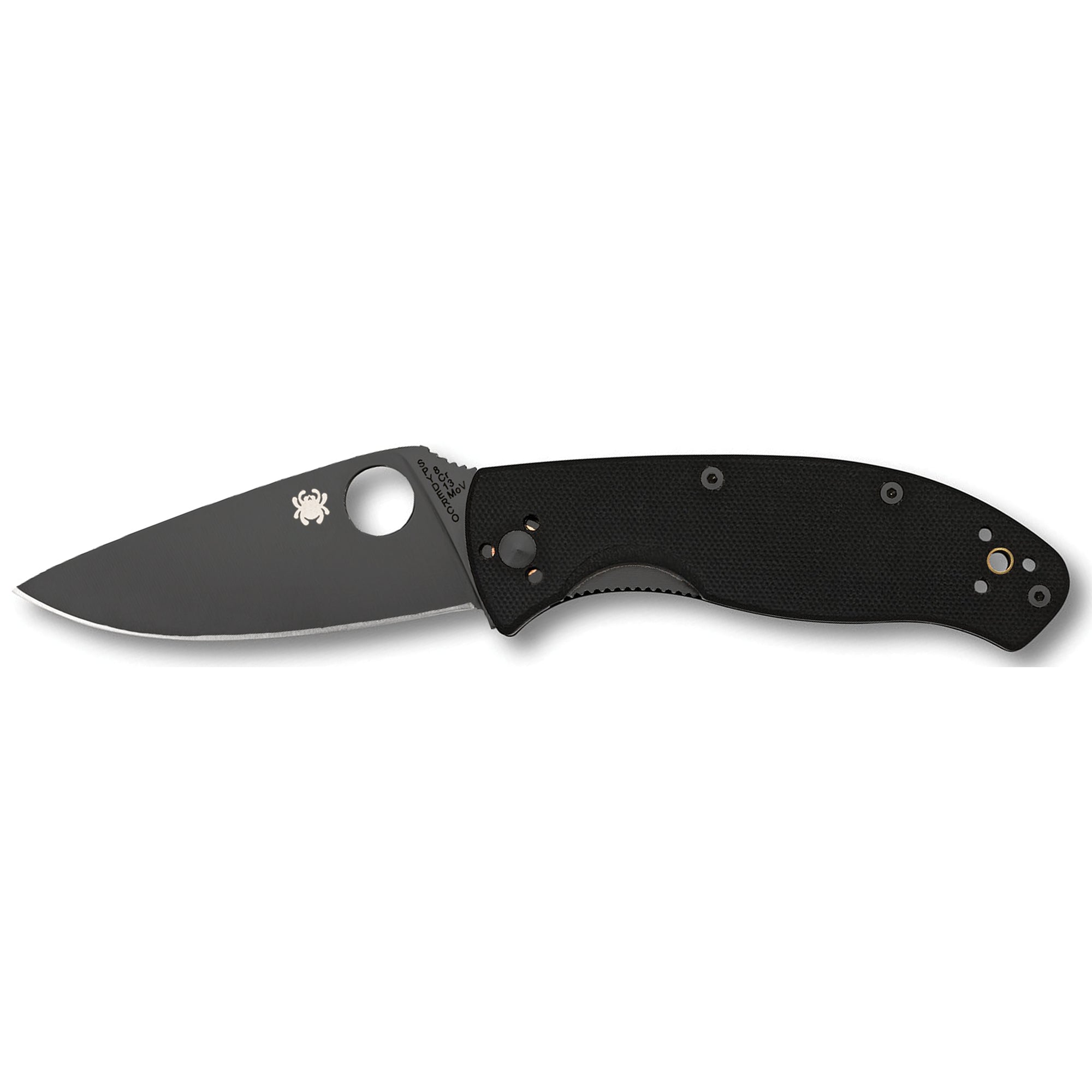 Spyderco Tenacious Folding Knife with Plain Edge and Black Handle – Model C122GBBKP