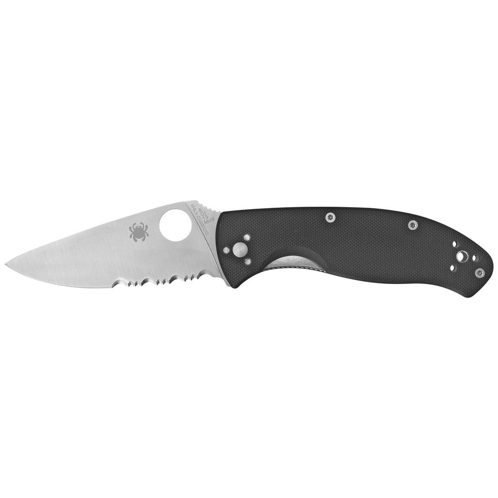 Spyderco Tenacious G-10 Combo Edge Folding Knife - Model C122GPS, Black Handle