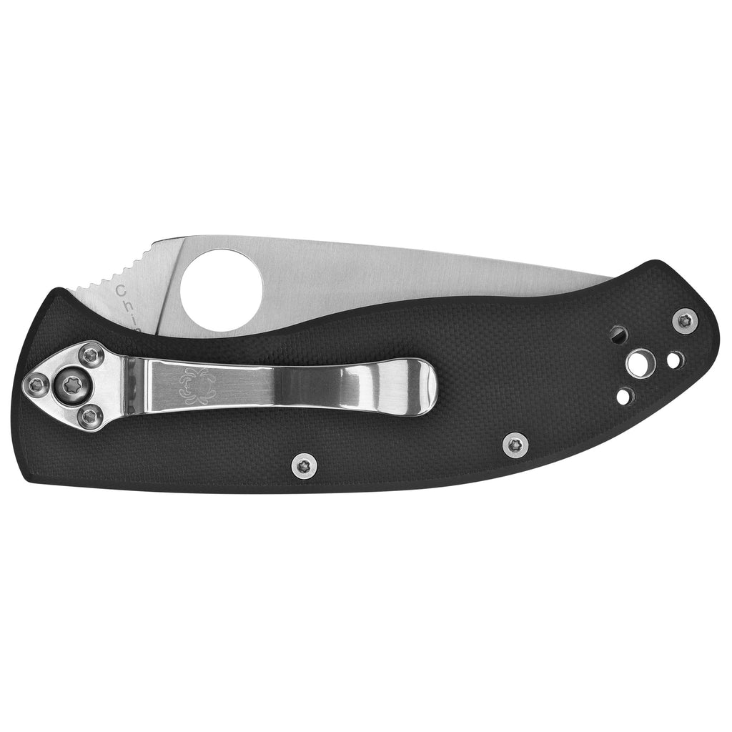 Spyderco Tenacious G-10 Combo Edge Folding Knife - Model C122GPS, Black Handle