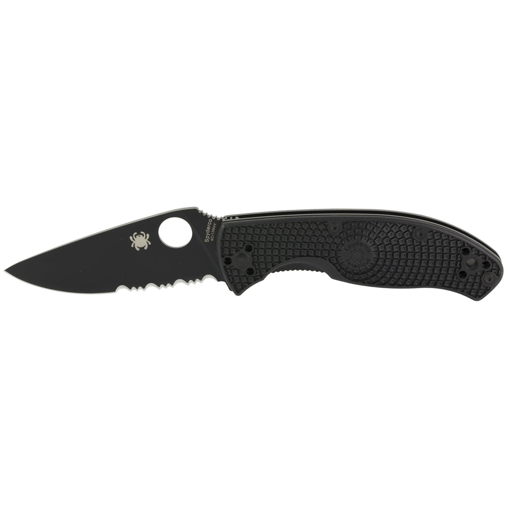 Spyderco Tenacious Lightweight Folding Knife – 3.39-Inch Blade, Black Handle, Model C122PSBBK