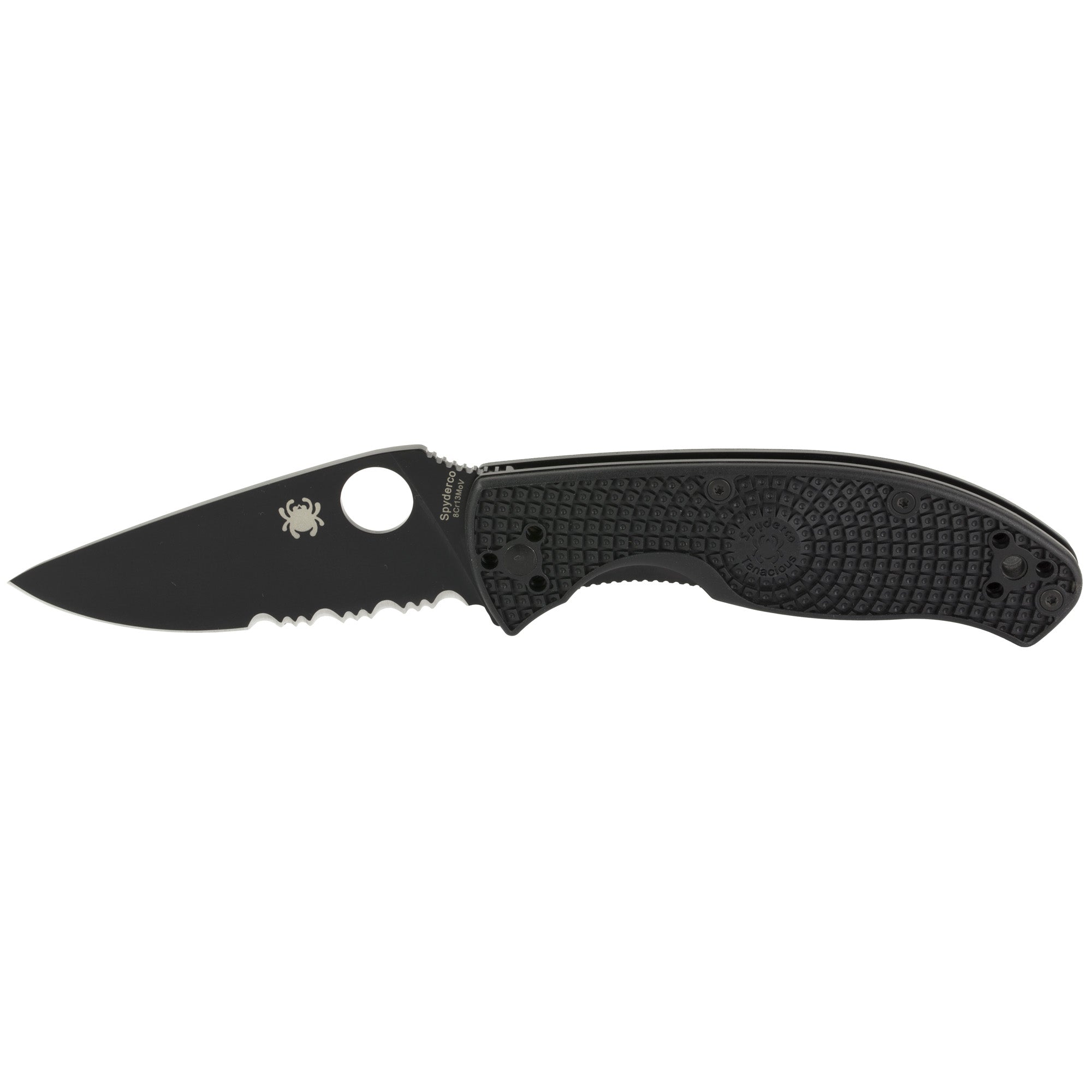 Spyderco Tenacious Lightweight Folding Knife – 3.39-Inch Blade, Black Handle, Model C122PSBBK