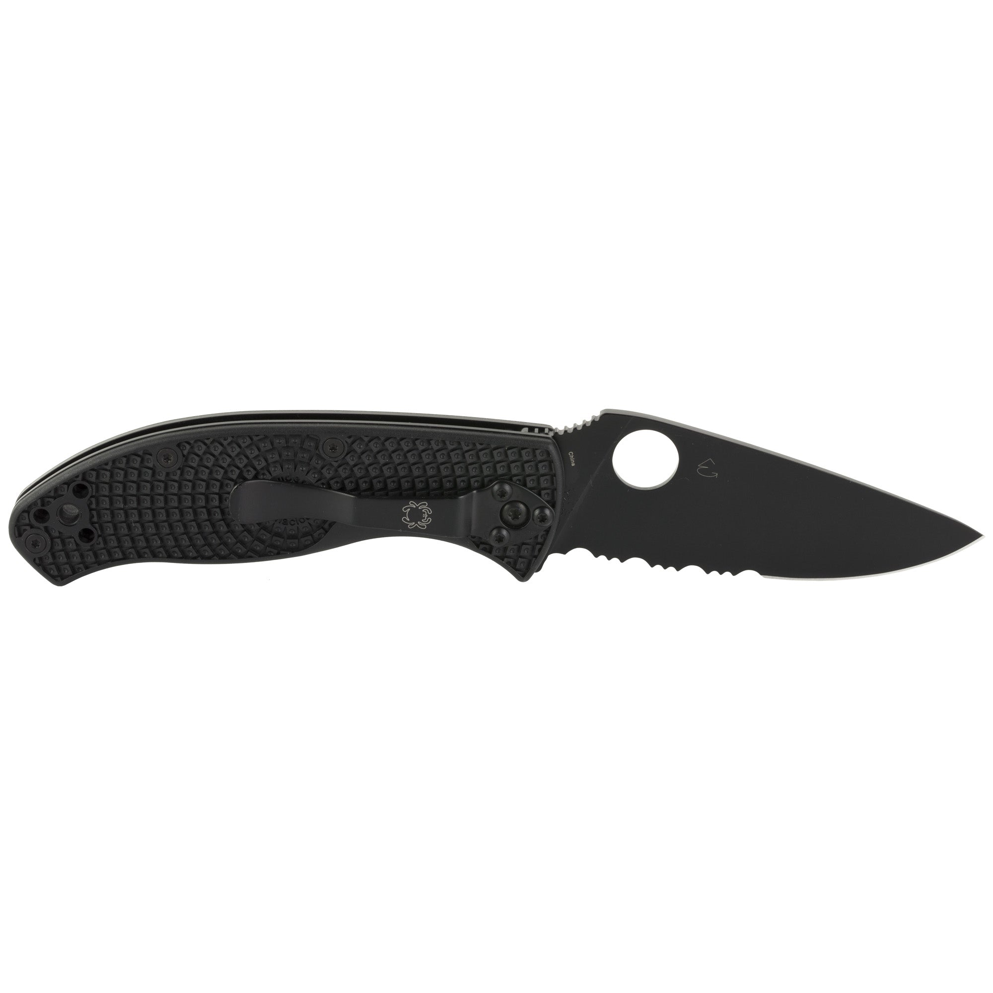 Spyderco Tenacious Lightweight Folding Knife – 3.39-Inch Blade, Black Handle, Model C122PSBBK