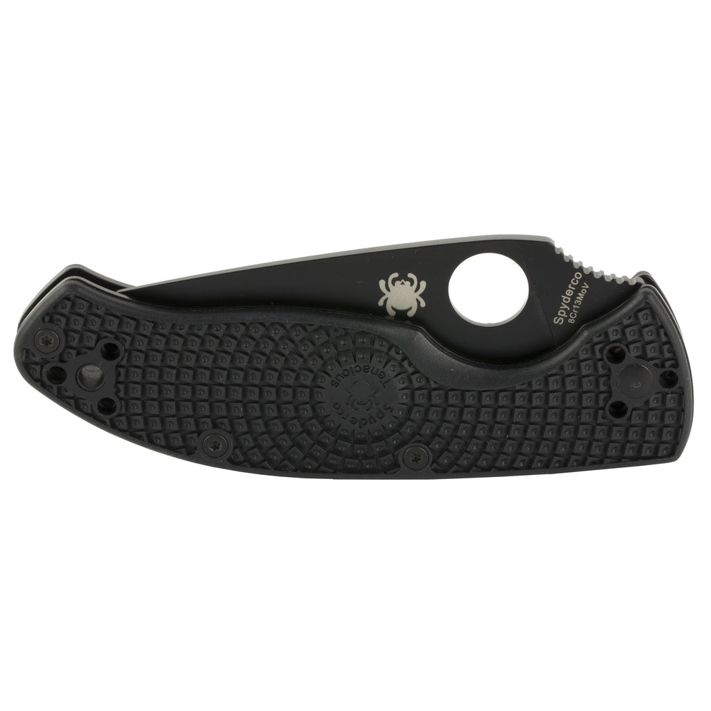 Spyderco Tenacious Lightweight Folding Knife – 3.39-Inch Blade, Black Handle, Model C122PSBBK