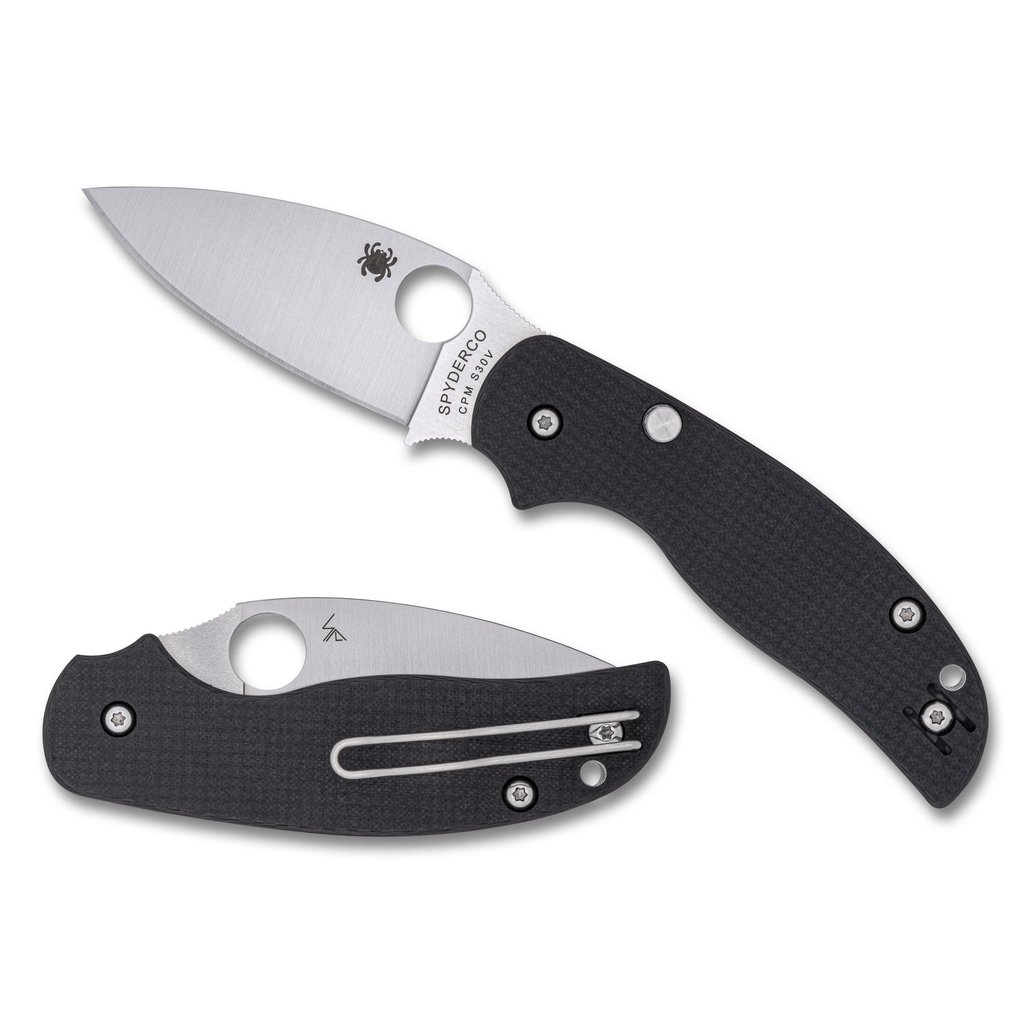 Spyderco Sage 6 Button-Release Compression Lock Folding Knife - CPM S30V Steel, Silver Handle