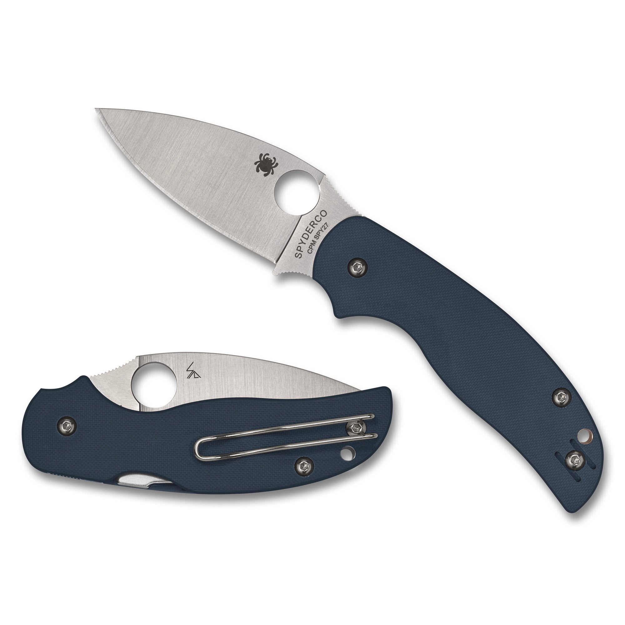 Spyderco Sage 5 CPM SPY27 Folding Knife with Blue G-10 Handle – 3-inch Plain Edge