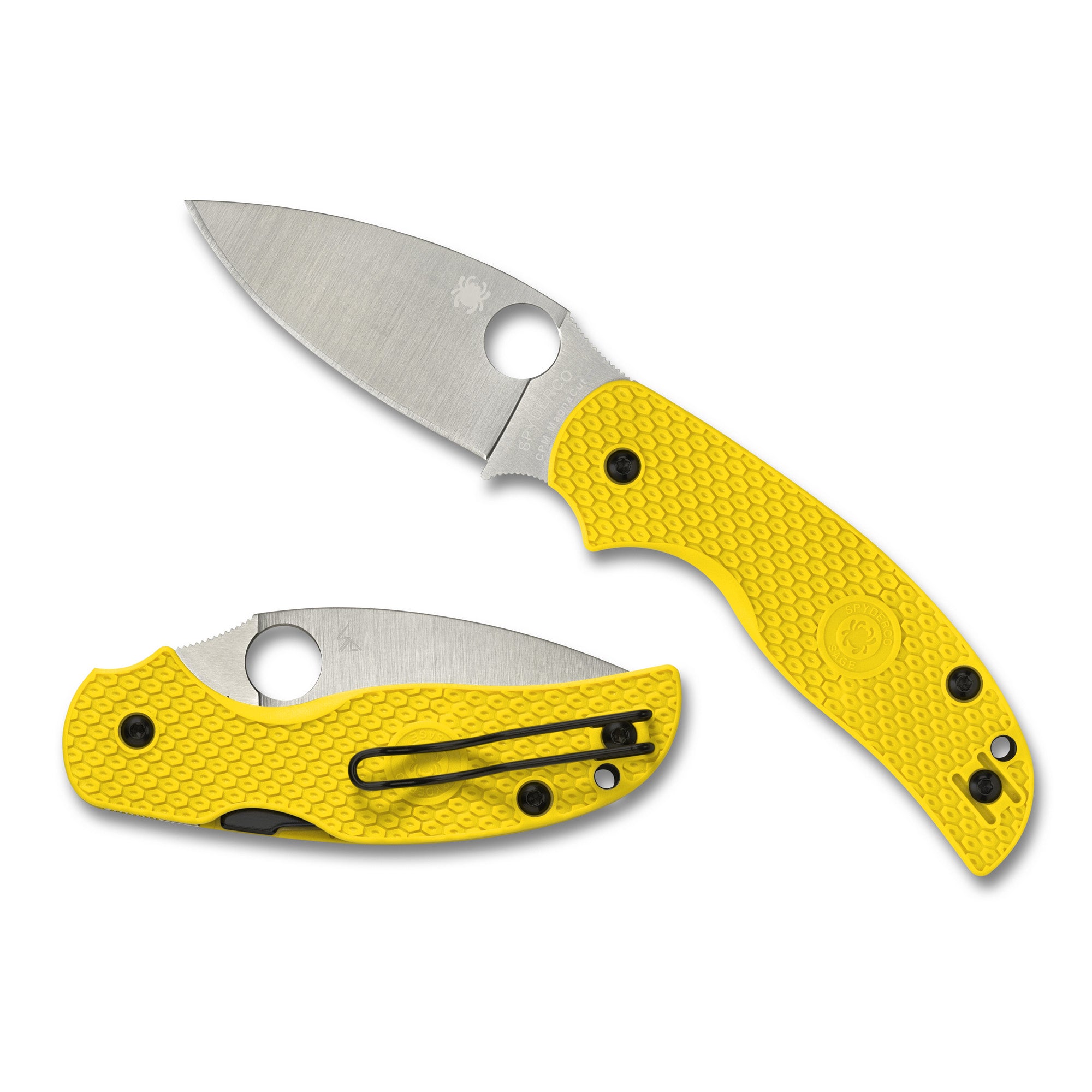 Spyderco Sage 5 Lightweight Salt Folding Knife with CPM MagnaCut Blade, 3-inch PlainEdge, Yellow FRN Handle