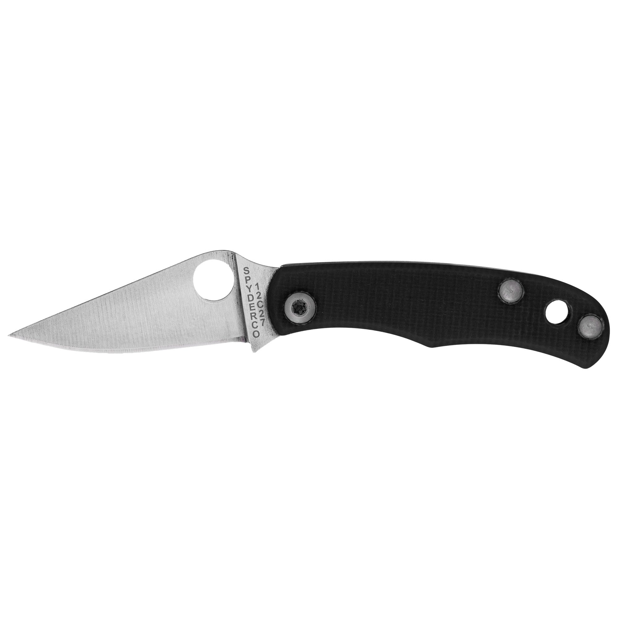 Spyderco Bug G-10 Pocket Knife with Plain Edge, 1.27 Inches, Black Handle