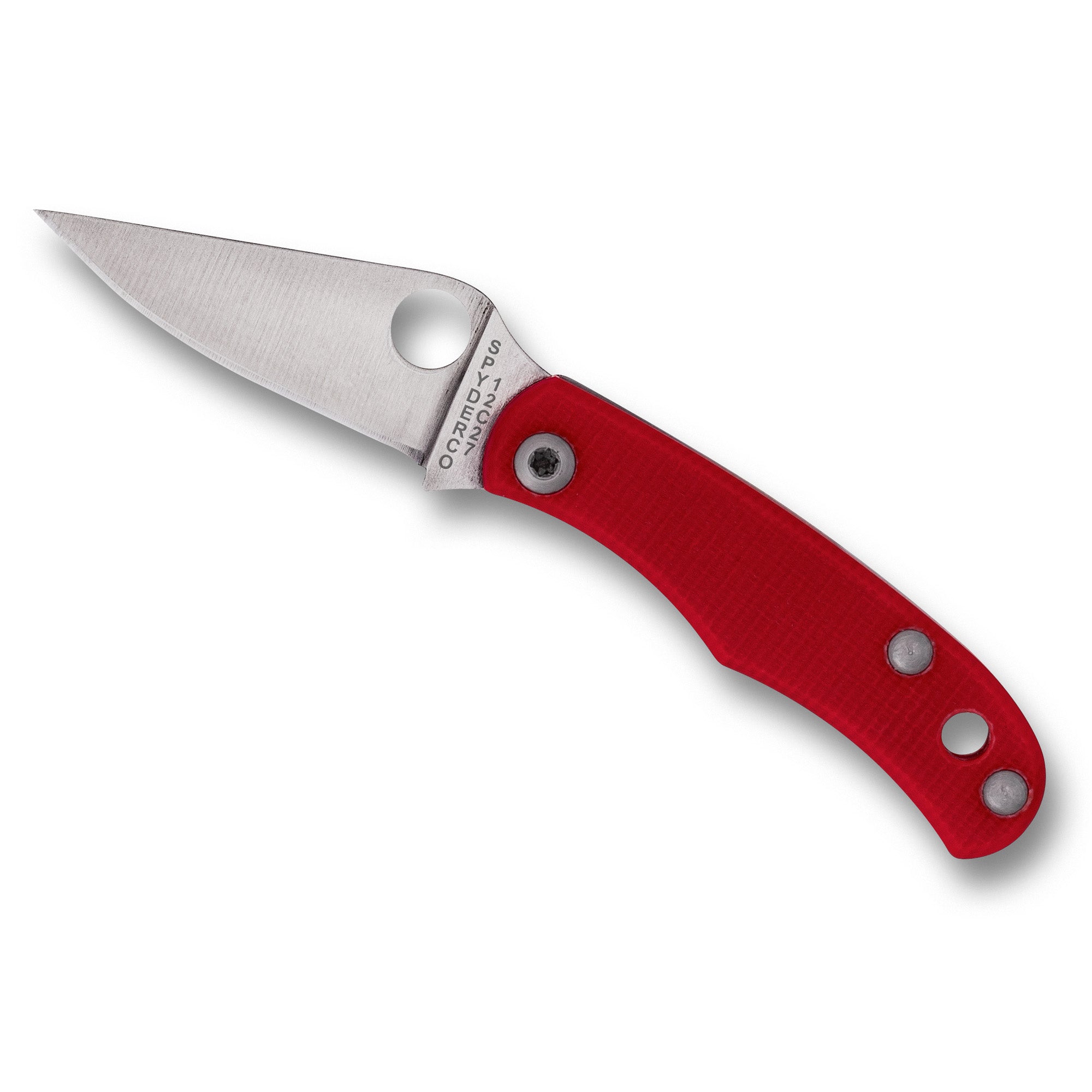 Spyderco Bug G-10 Folding Knife with Red Handle – 1.27 Inch Plain Edge Blade