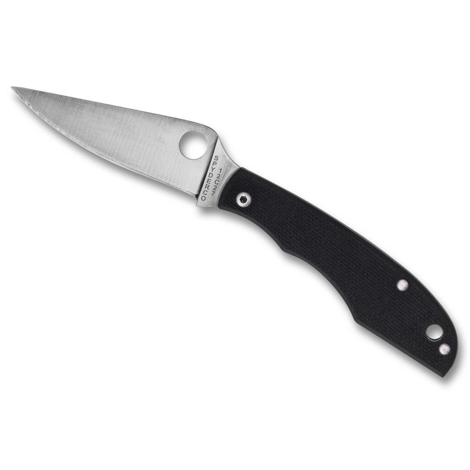 Spyderco Grasshopper G-10 Folding Knife with Black Handle and Plain Edge