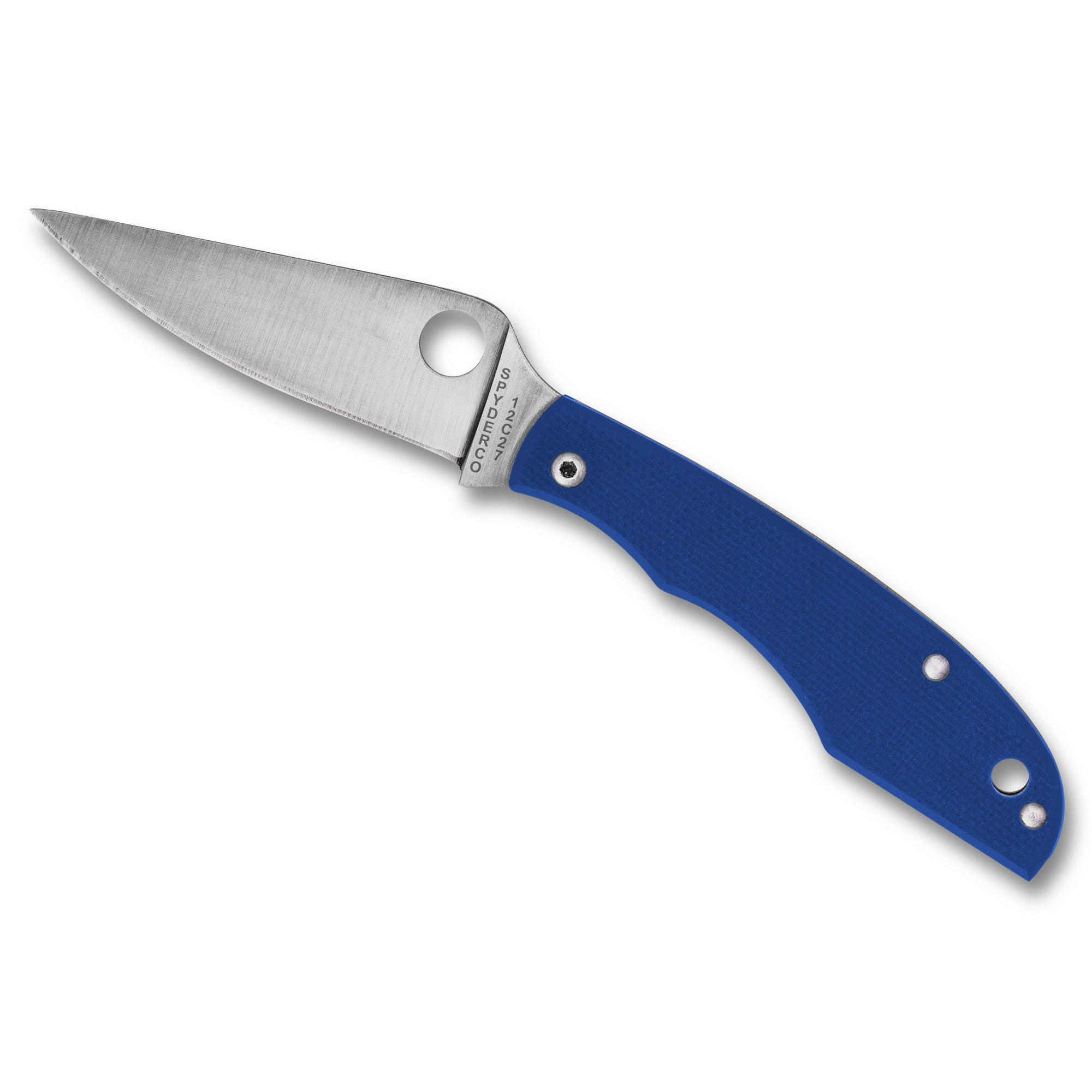 Spyderco Grasshopper G-10 Folding Knife with Blue Handle – 2.3-inch Plain Edge Blade
