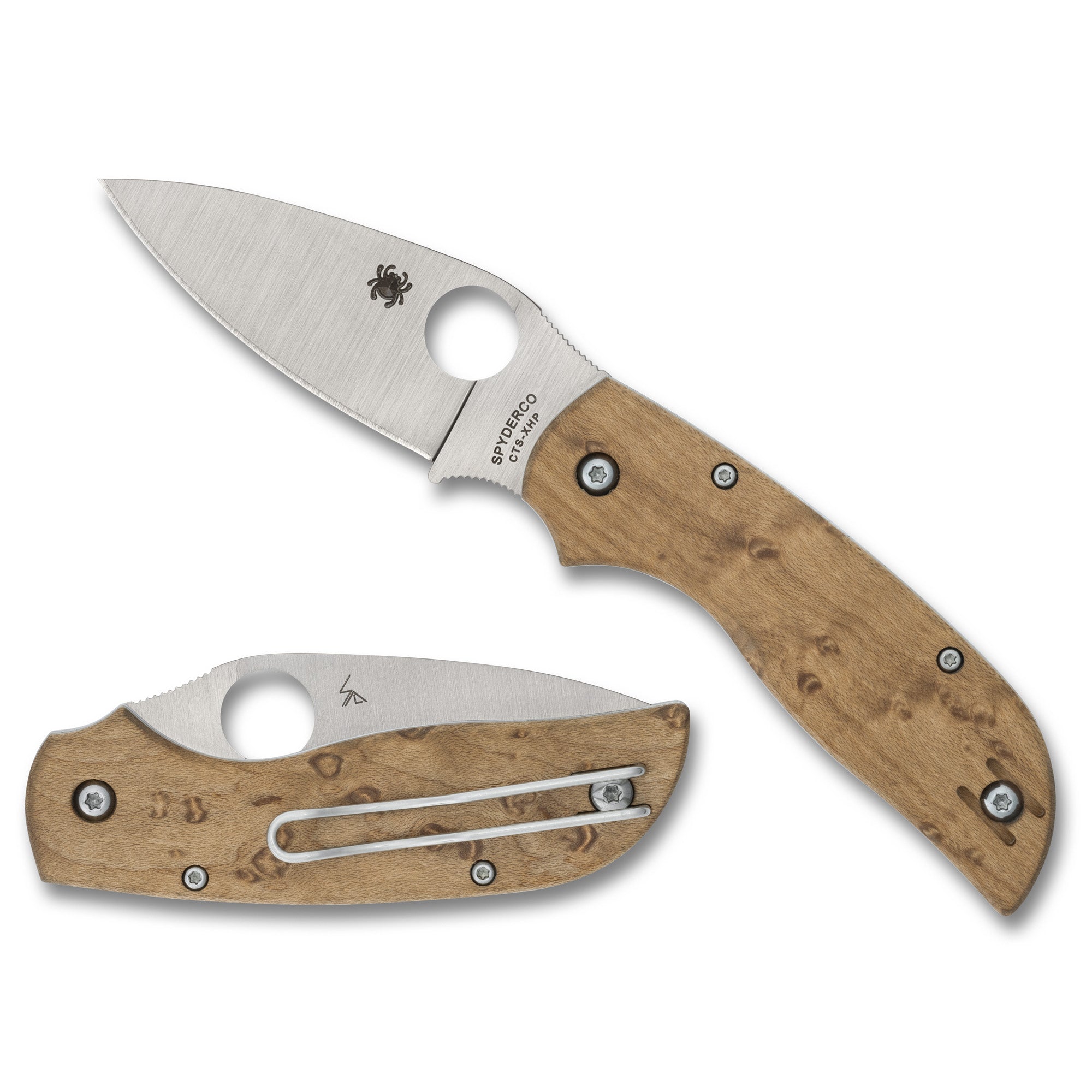 Spyderco Chaparral SlipIt Folding Knife with Birdseye Maple Handle and Plain Edge