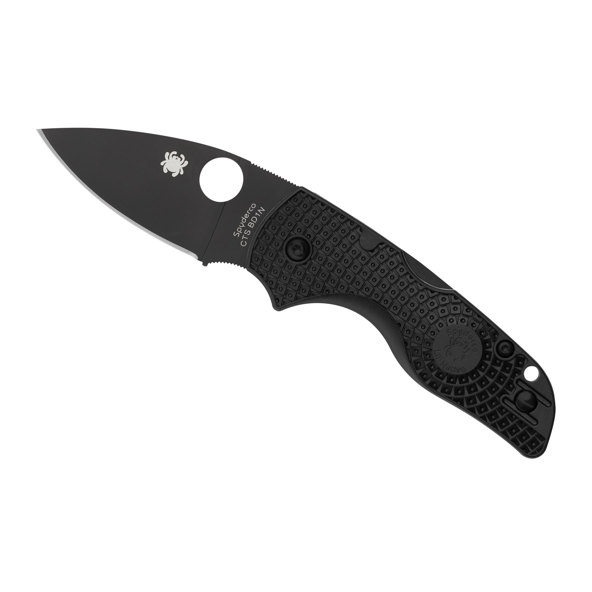 Spyderco Lil Native Lightweight Black Folding Knife with DLC Coated CTS BD1N Blade - Model C230PBBK