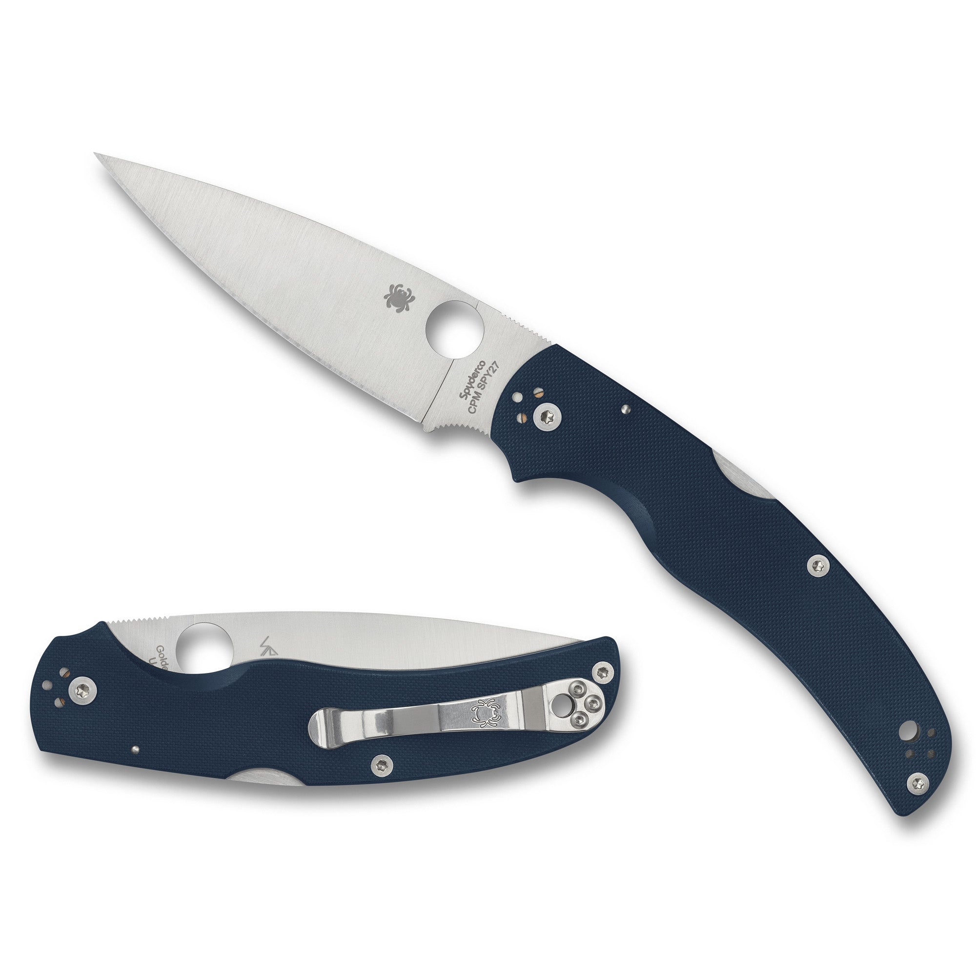 Spyderco Native Chief Folding Knife with CPM Spy27 Blade and Blue G-10 Handle