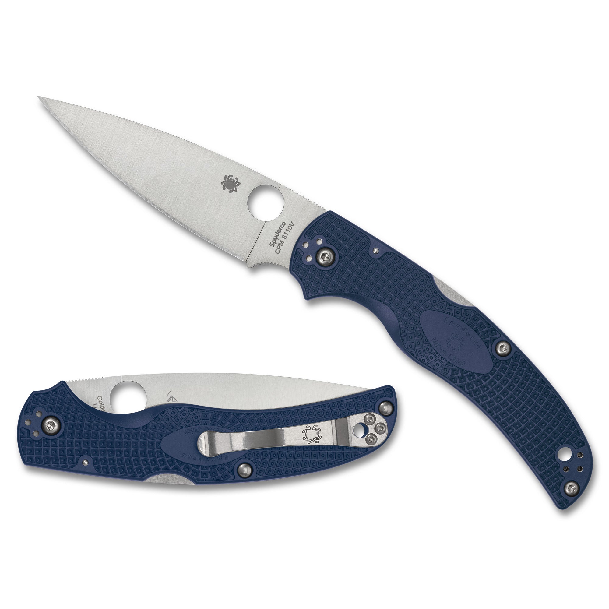 Spyderco Native Chief Lightweight Folding Knife with CPM S110V Blade, 4.02 Inches, Blue Handle