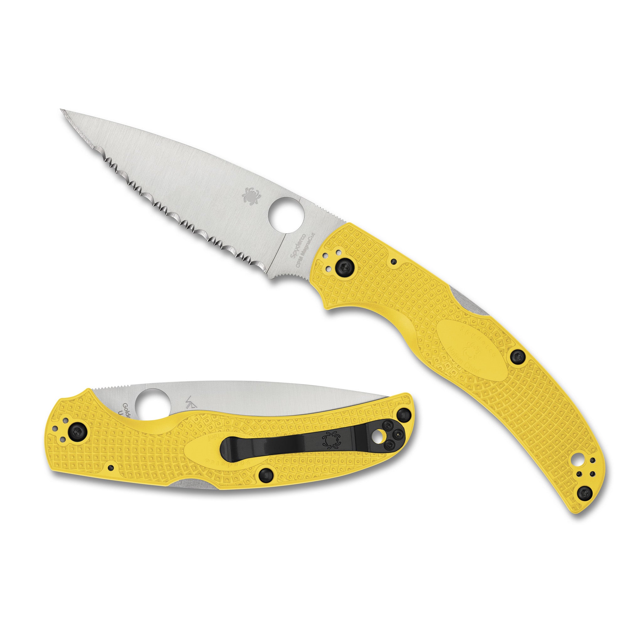 Spyderco Native Chief Salt Lightweight Folding Knife with CPM MagnaCut Steel, Yellow FRN Handle, and SpyderEdge - Model C244SYL