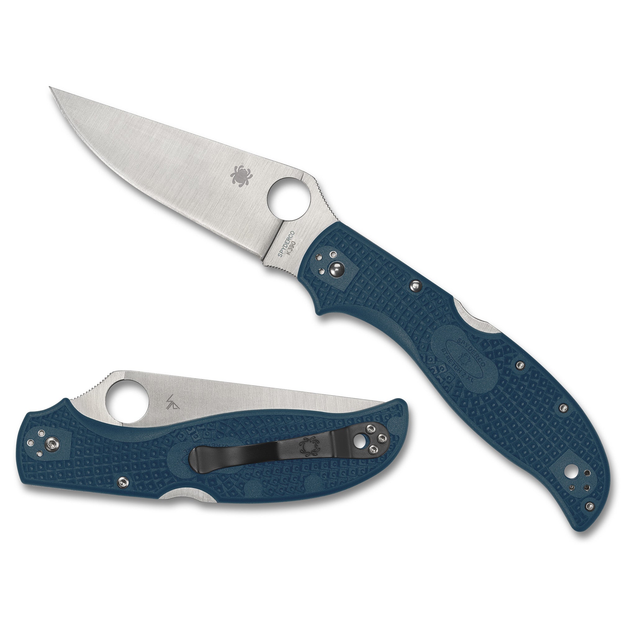 Spyderco Stretch 2 XL Lightweight Folding Knife with K390 Steel and Blue FRN Handle
