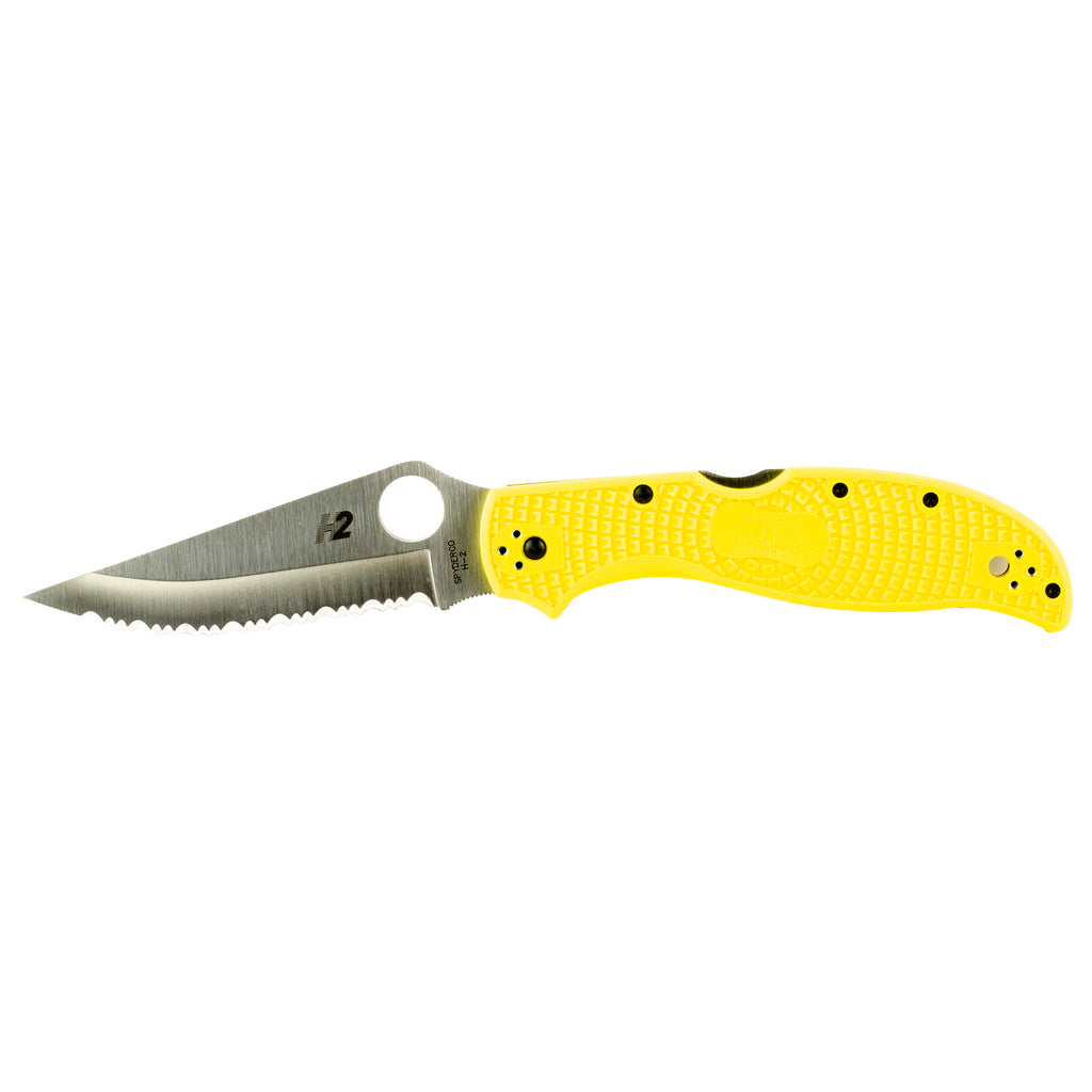 Spyderco Stretch 2 XL Lightweight Salt Folding Knife with H-2 Steel, Yellow Handle