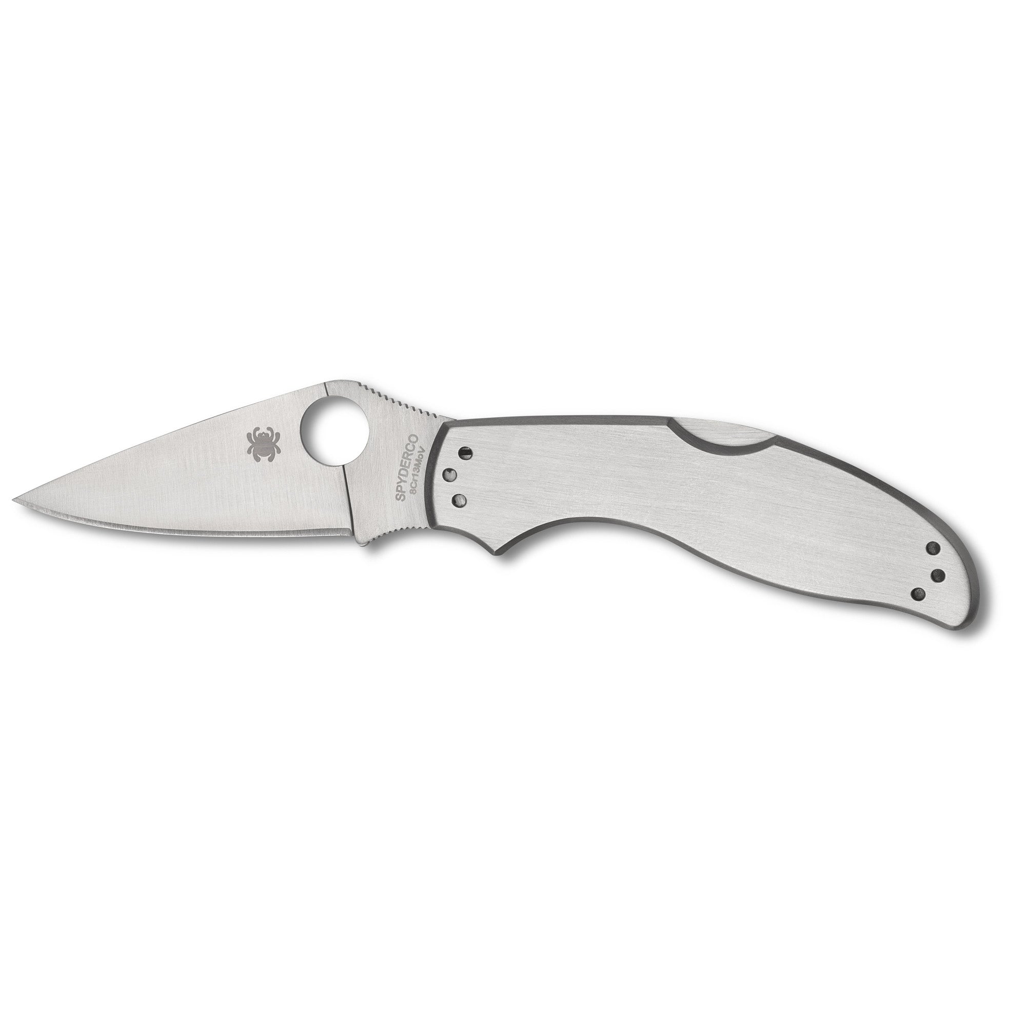 Spyderco UpTern Folding Knife C261P – 8Cr13MoV Steel, Silver Handle, 2.82 Inches Blade