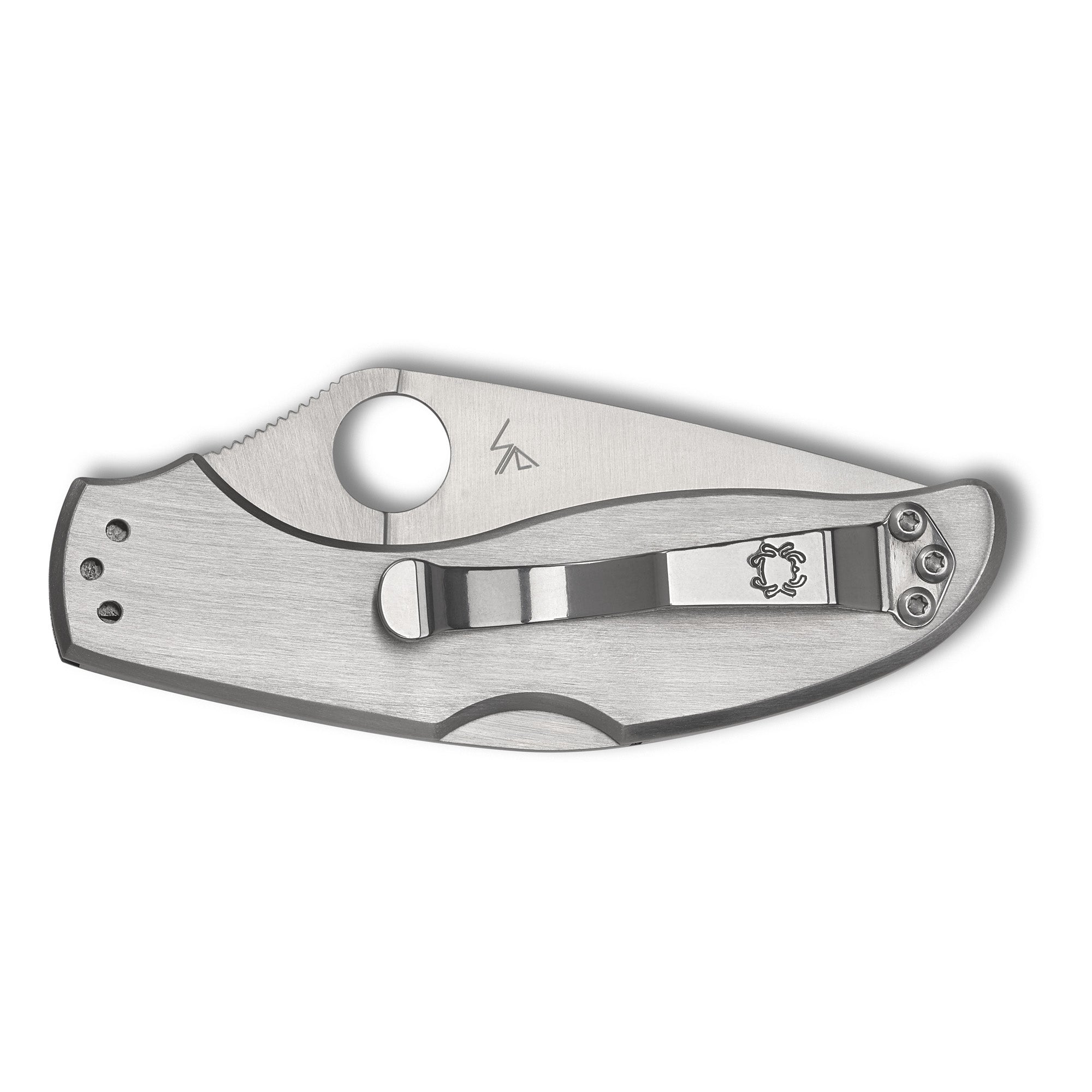 Spyderco UpTern Folding Knife C261P – 8Cr13MoV Steel, Silver Handle, 2.82 Inches Blade