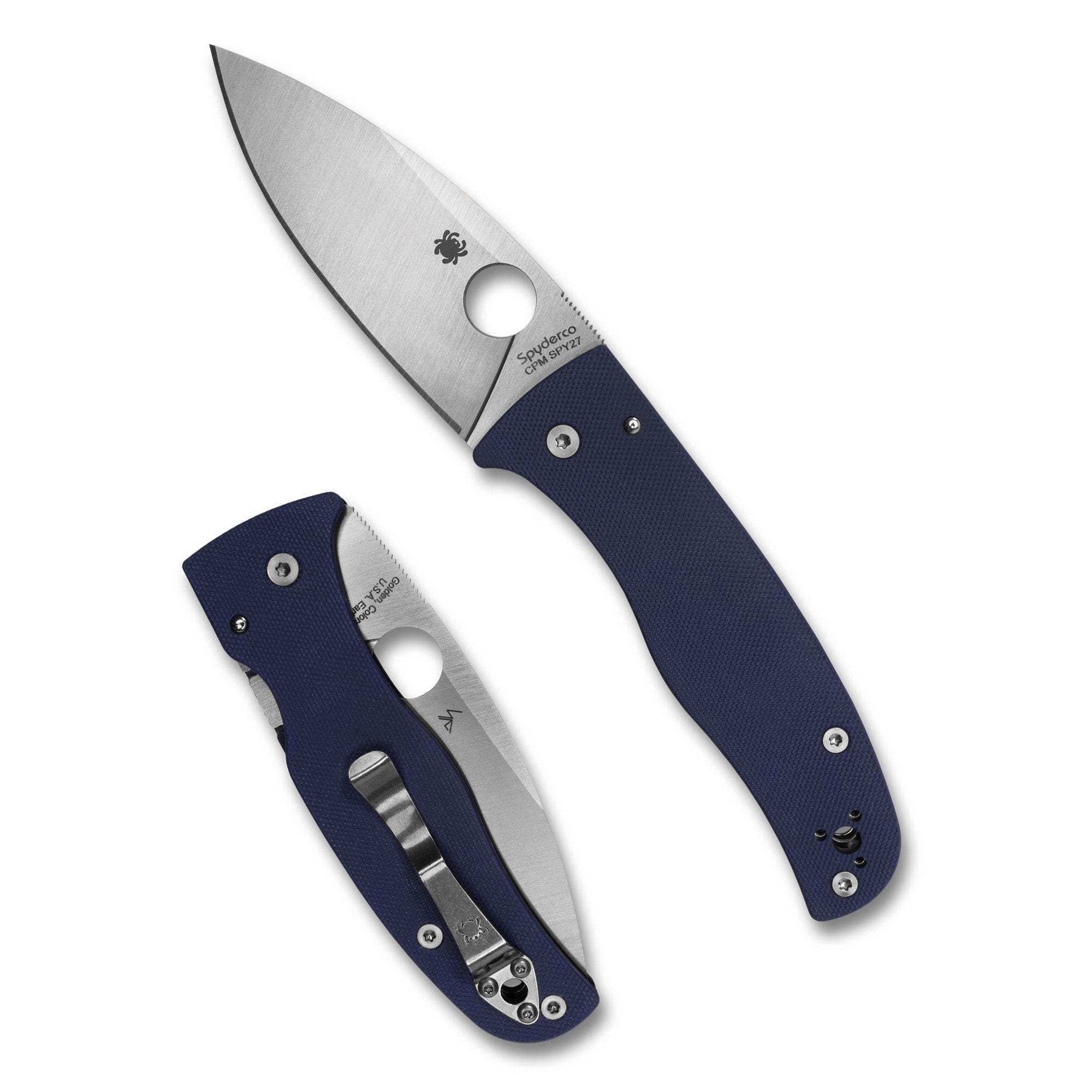 Spyderco Bodacious Folding Knife with CPM SPY27 Steel and Blue G-10 Handle - Part C263GPCBL