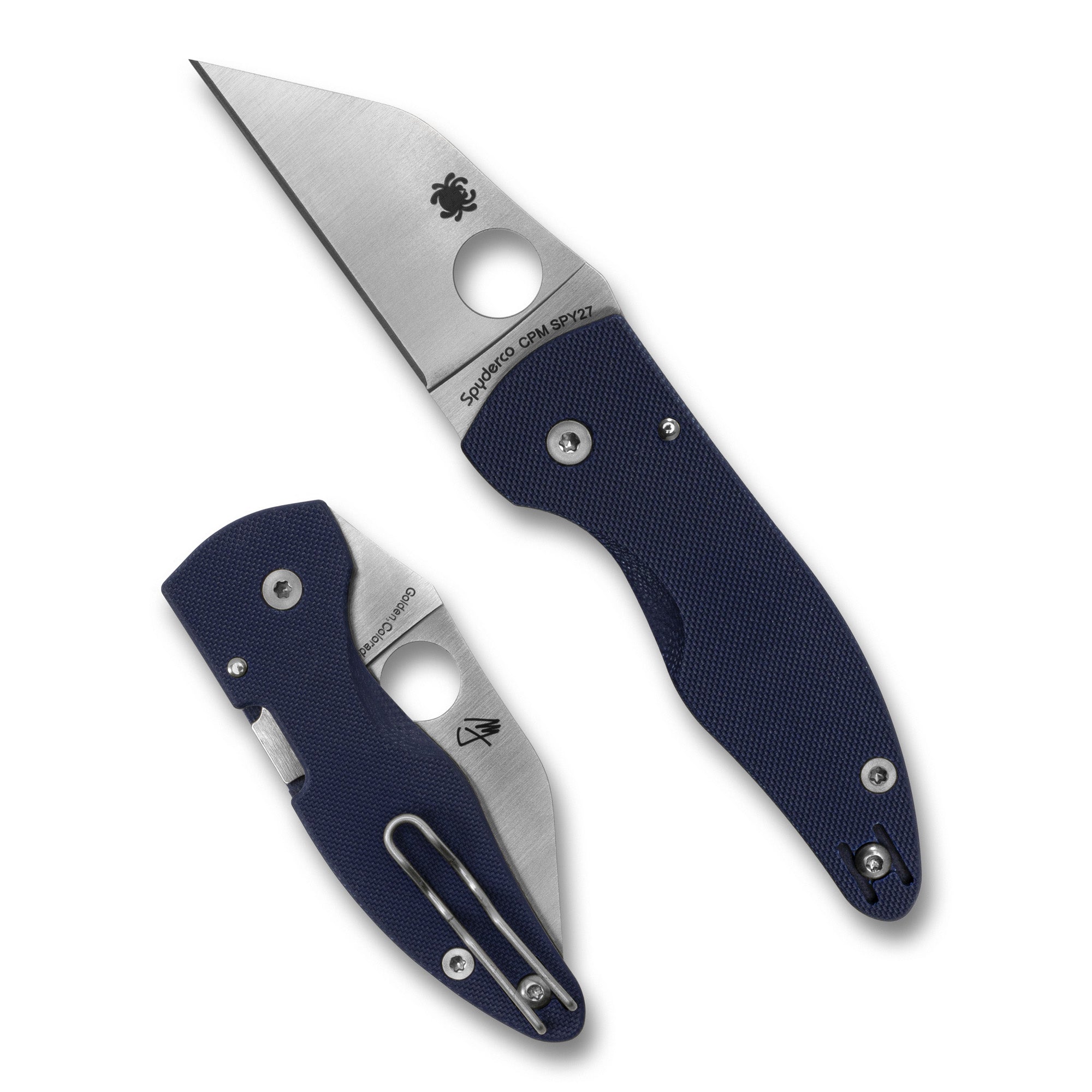 Spyderco MicroJimbo G10 Folding Knife with CPM SPY27 Blade and Blue Handle - Model C264GPCBL