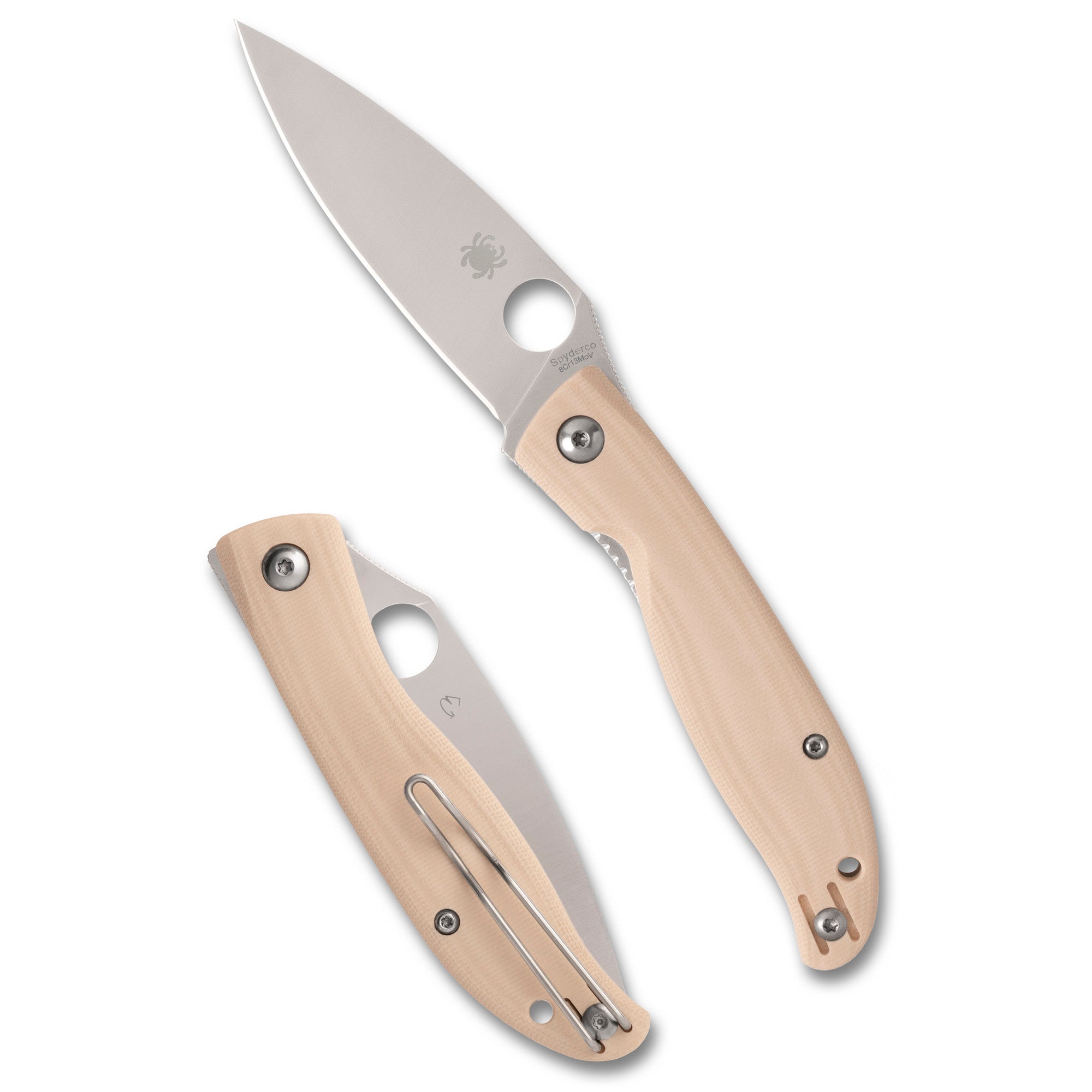 Spyderco Mantra 4 G-10 Folding Knife with Plain Edge, 3.34-inch Blade, White Handle
