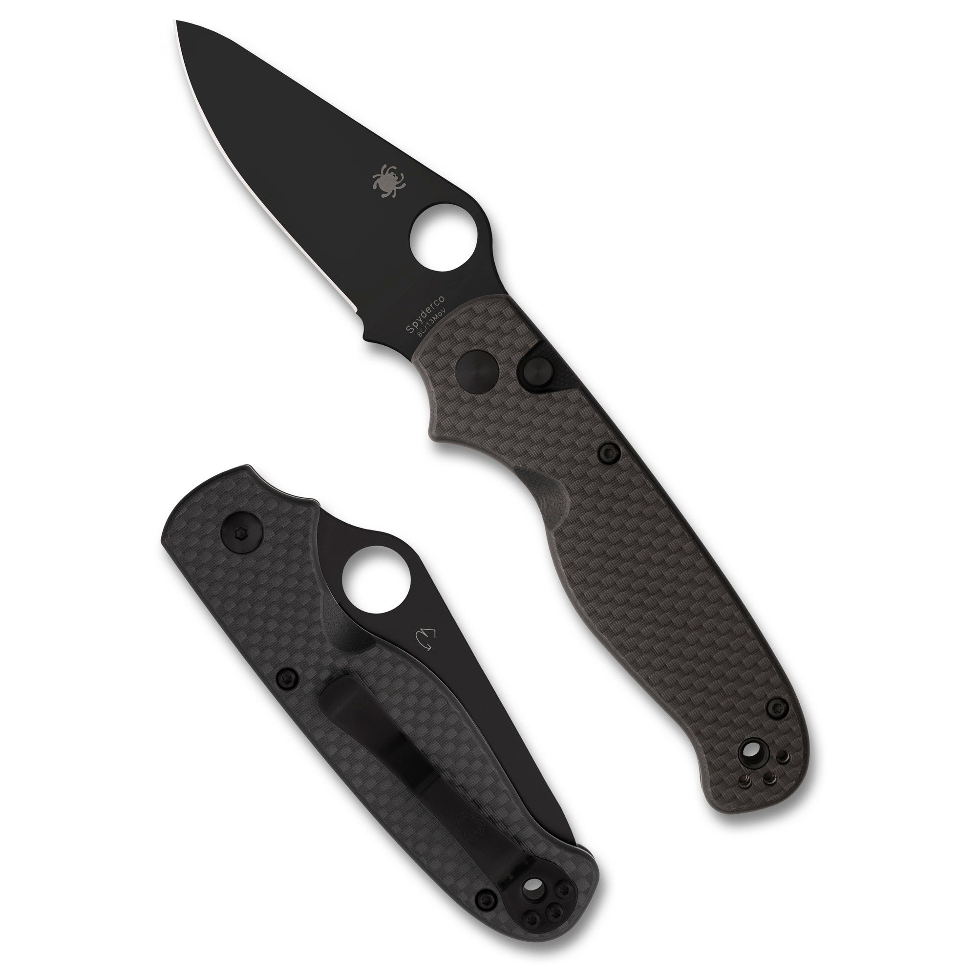 Spyderco ButtonUp Folding Knife with Black Carbon Fiber Handle and Plain Edge – Model C275CFPBK
