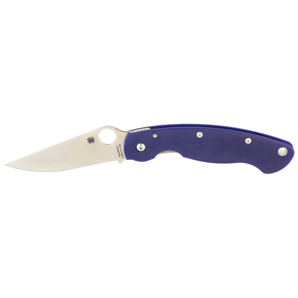 Spyderco Military Model G-10 Blue Folding Knife (Part C36GPDBL) with CPM-S110V Steel