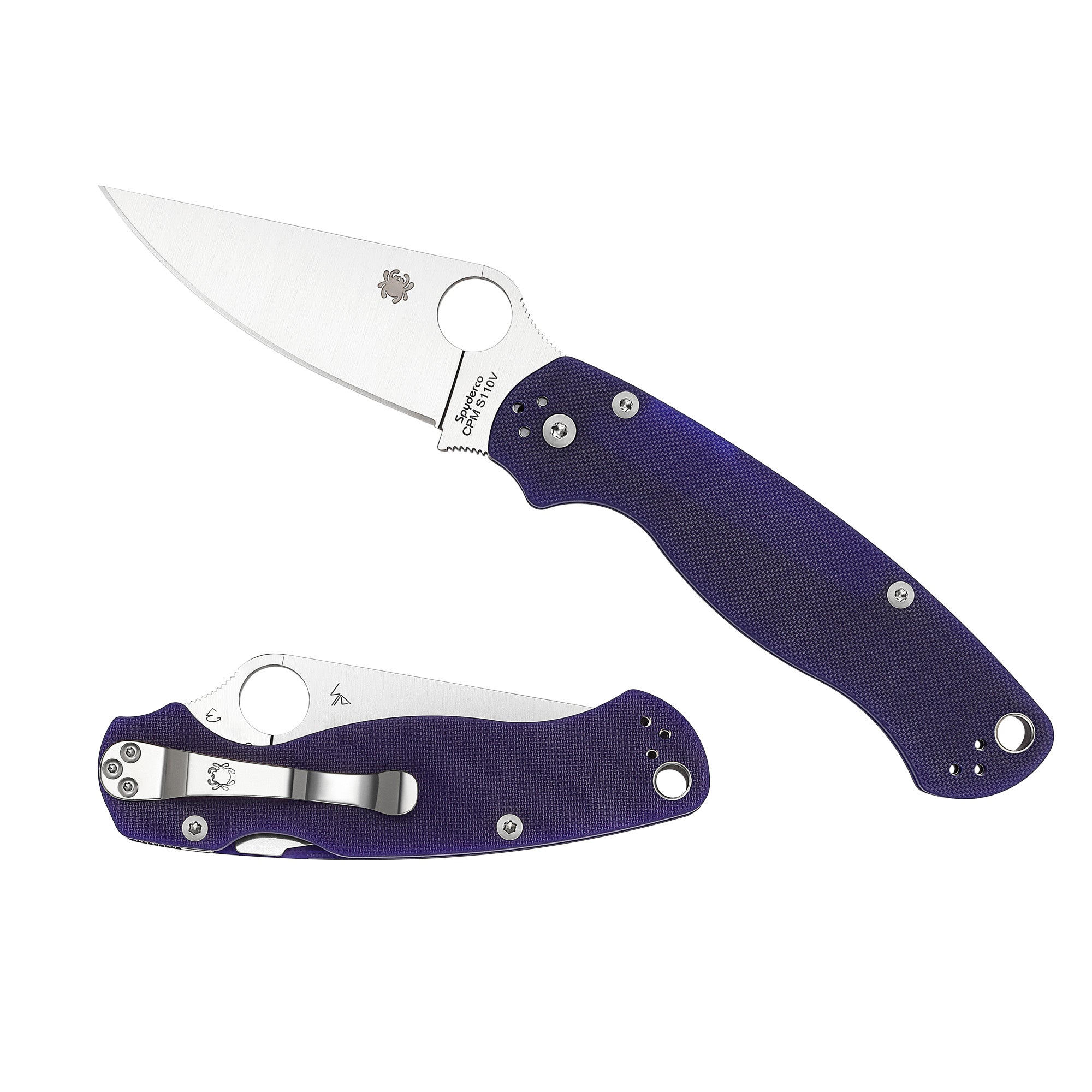 Spyderco Para Military 2 Folding Knife with CPM S110V Blade and Blue G-10 Handle