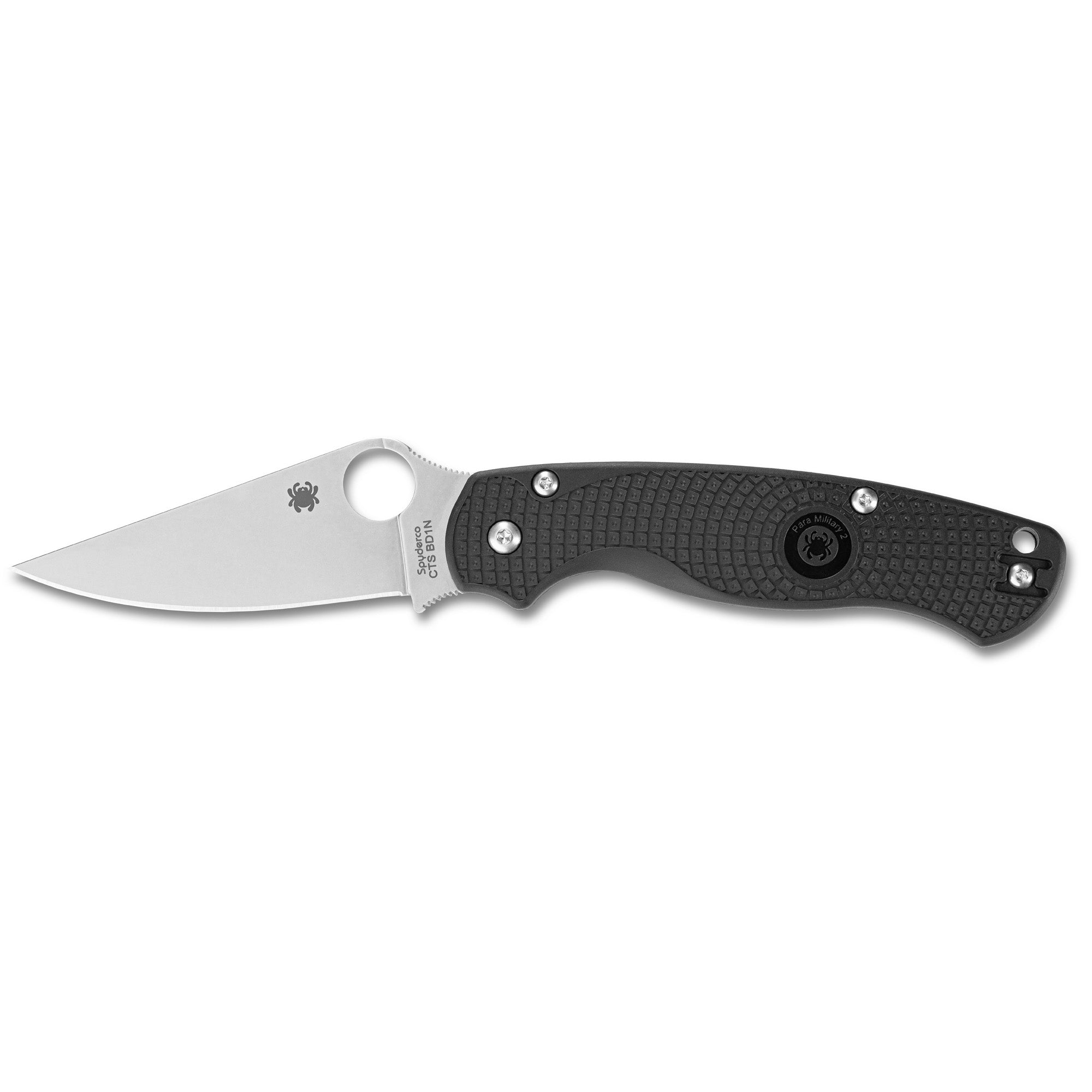 Spyderco Para Military 2 Lightweight Folding Knife - Black FRN Handle, CTS BD1N Steel, Model C81PBK2