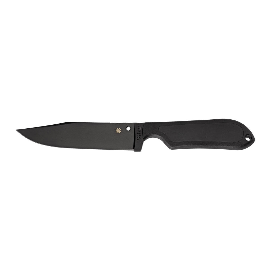Spyderco Street Bowie Fixed Blade Knife with Sheath - Black VG-10 Blade, 5-inch Overall Length