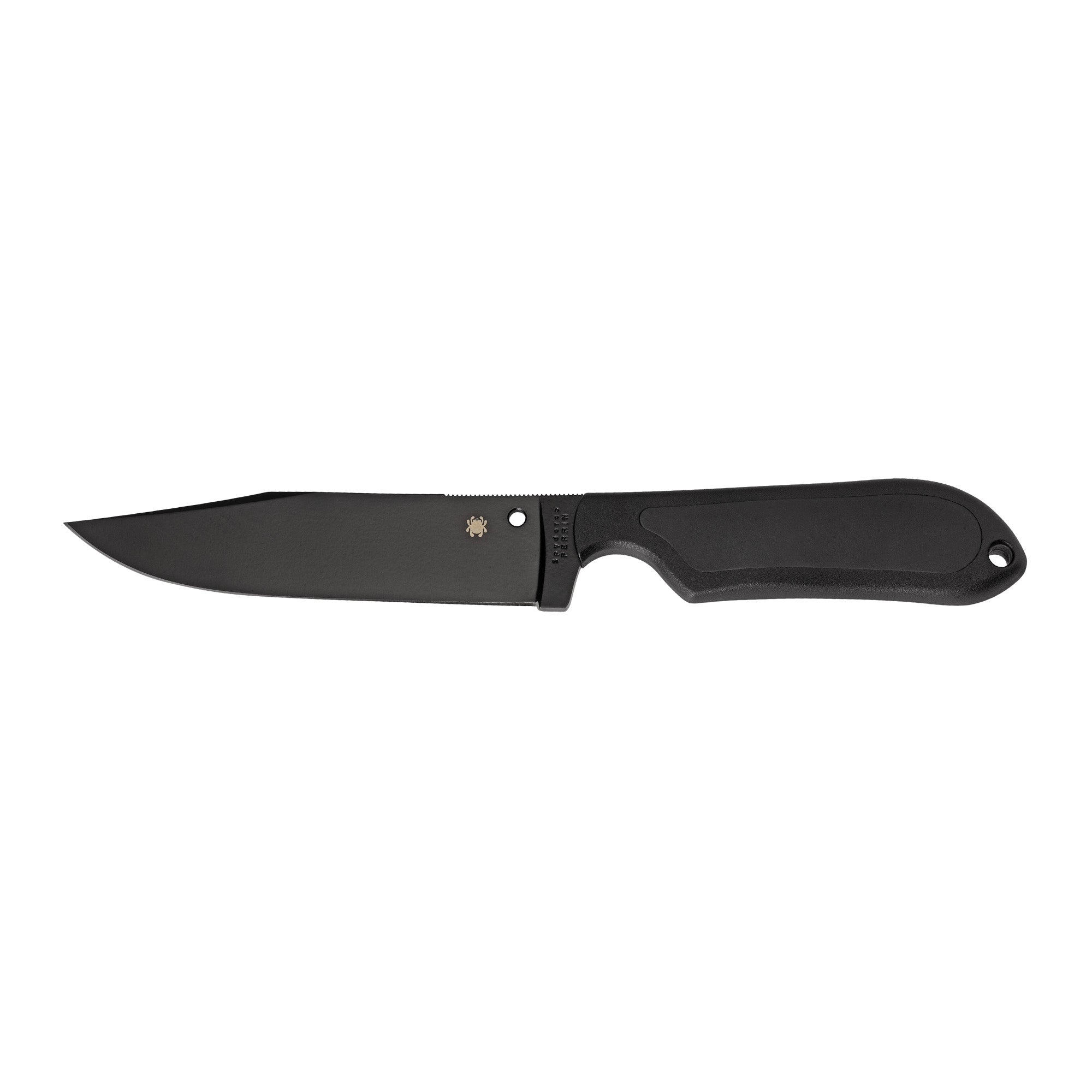 Spyderco Street Bowie Fixed Blade Knife with Sheath - Black VG-10 Blade, 5-inch Overall Length