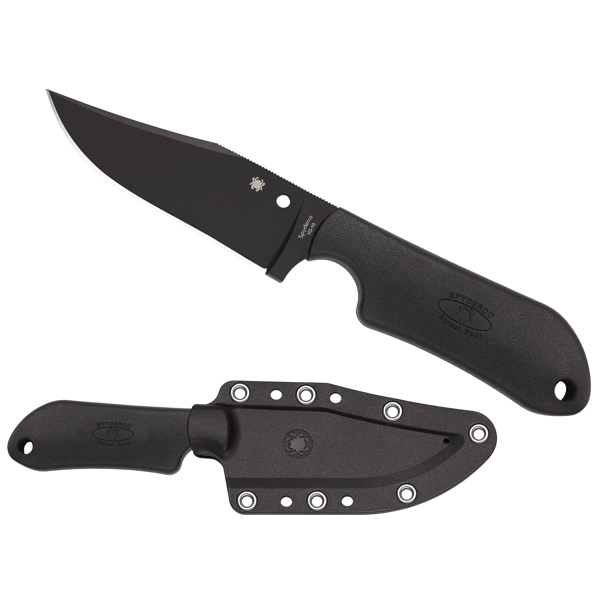 Spyderco Street Beat Lightweight Fixed Blade Knife with VG-10 Steel and Black Ceramic Coating