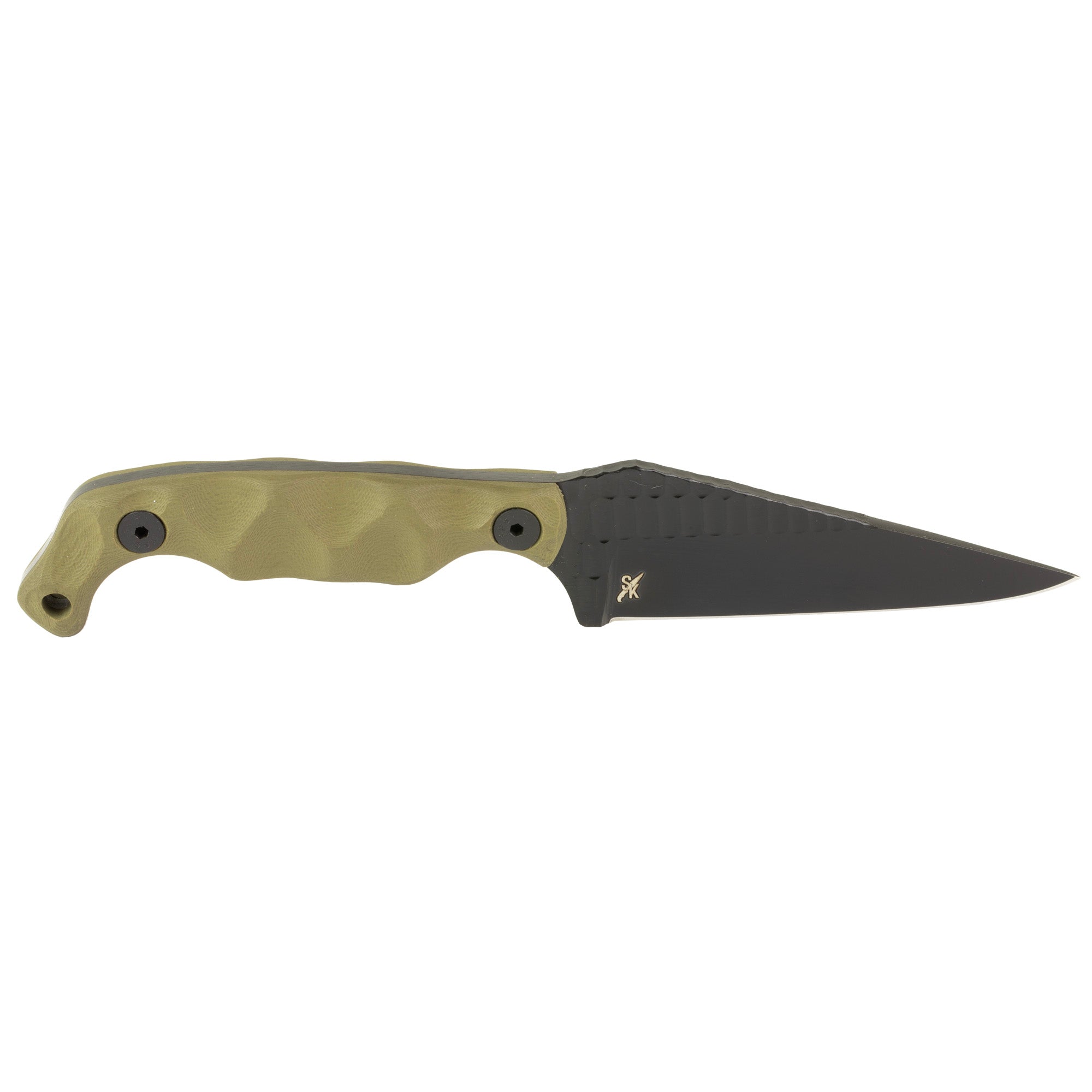 Stroup Knives Bravo 5 Fixed Blade Knife with 3.5-inch 1095 Steel Blade and Olive Drab Green G-10 Handle