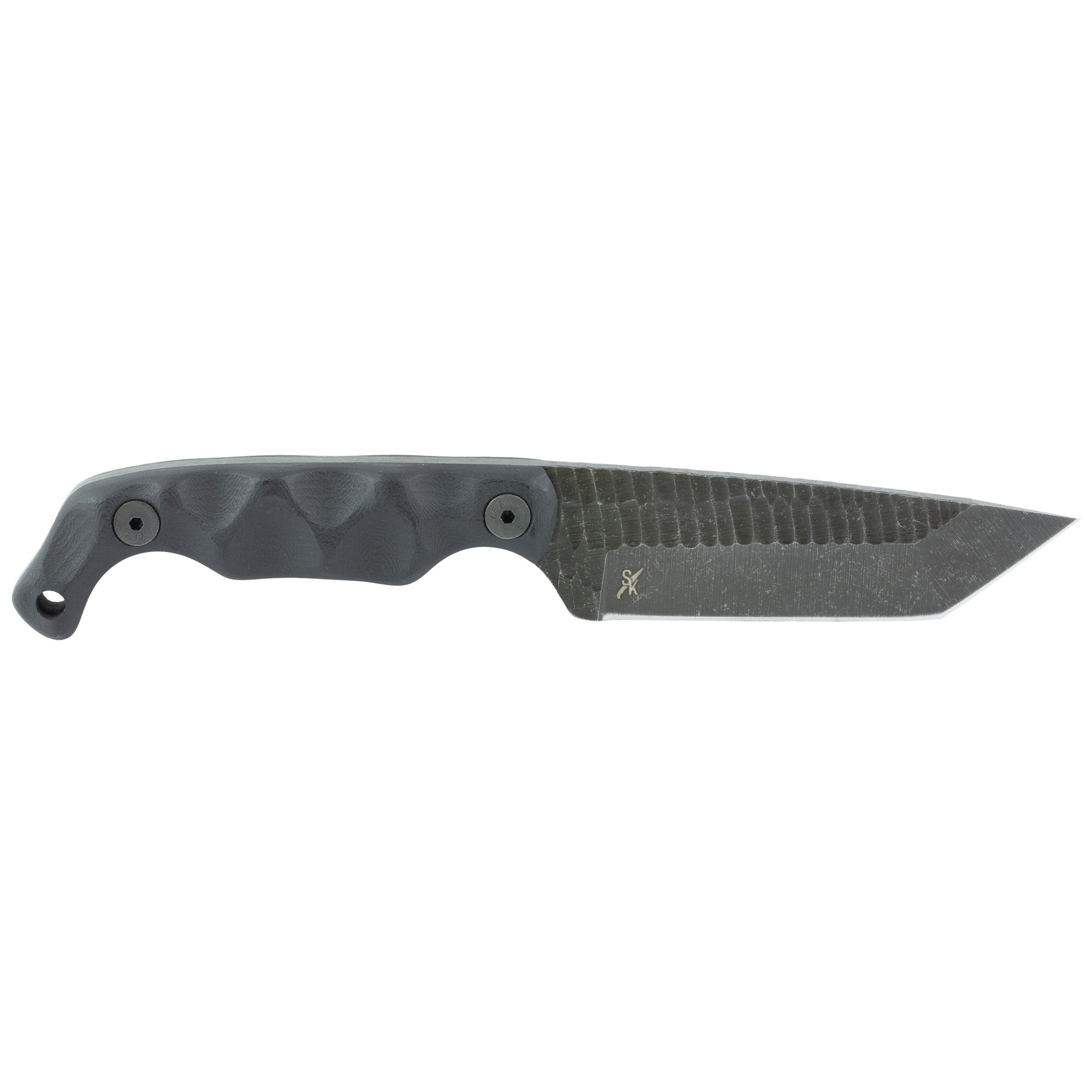 Stroup Knives Bravo5 Fixed Blade Knife with 3.5-Inch Plain Edge - Black Handle