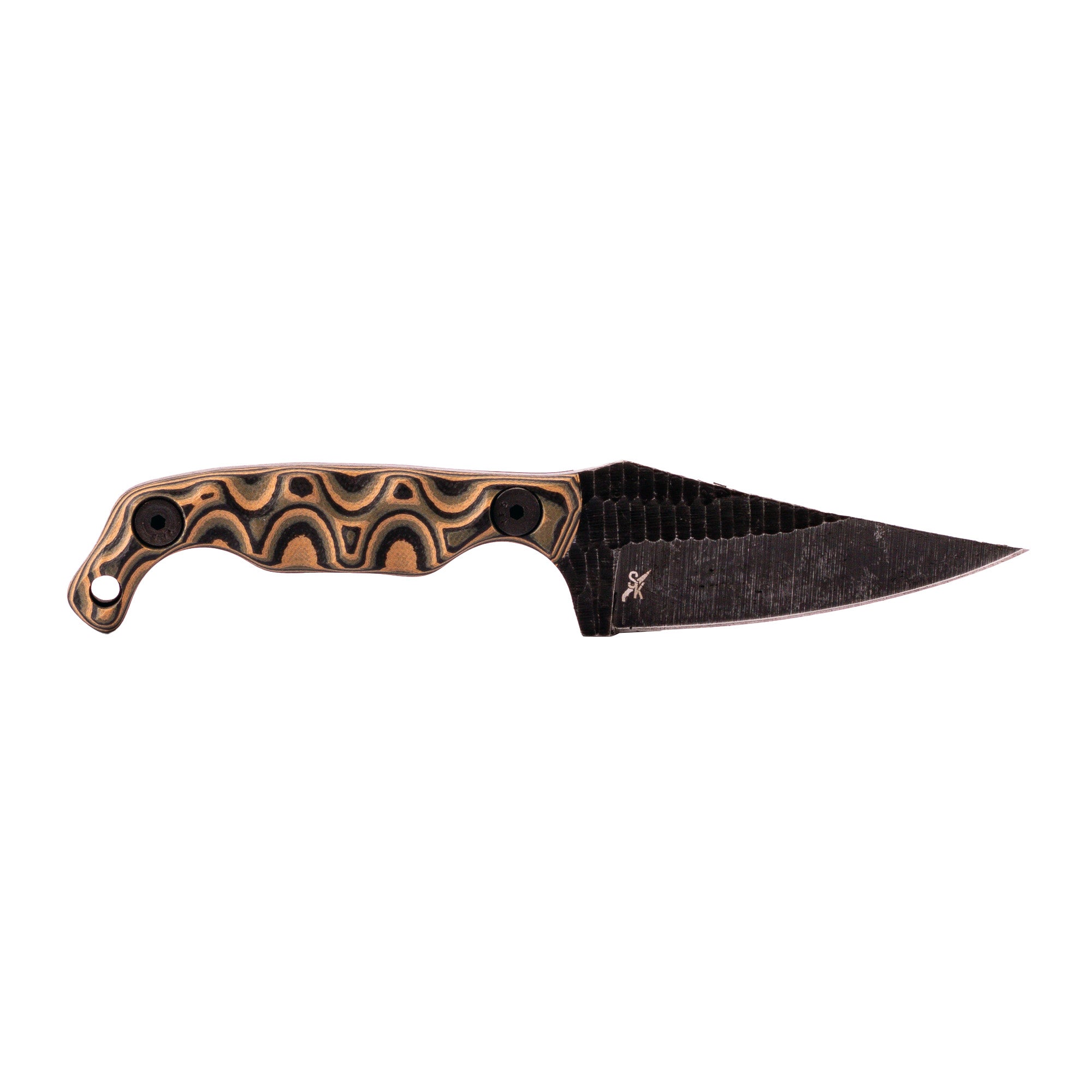 Stroup Knives Mini Mod 1 Fixed Blade Knife with Camo Handle and Acid Wash Finish