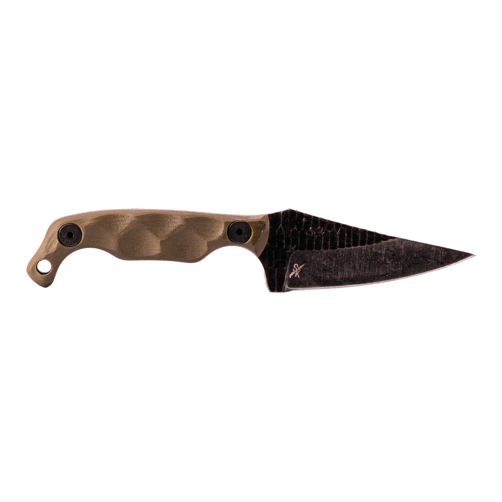 Stroup Knives Mini Mod 1 Fixed Blade Knife with 1095 Carbon Steel, Olive Drab Green Handle