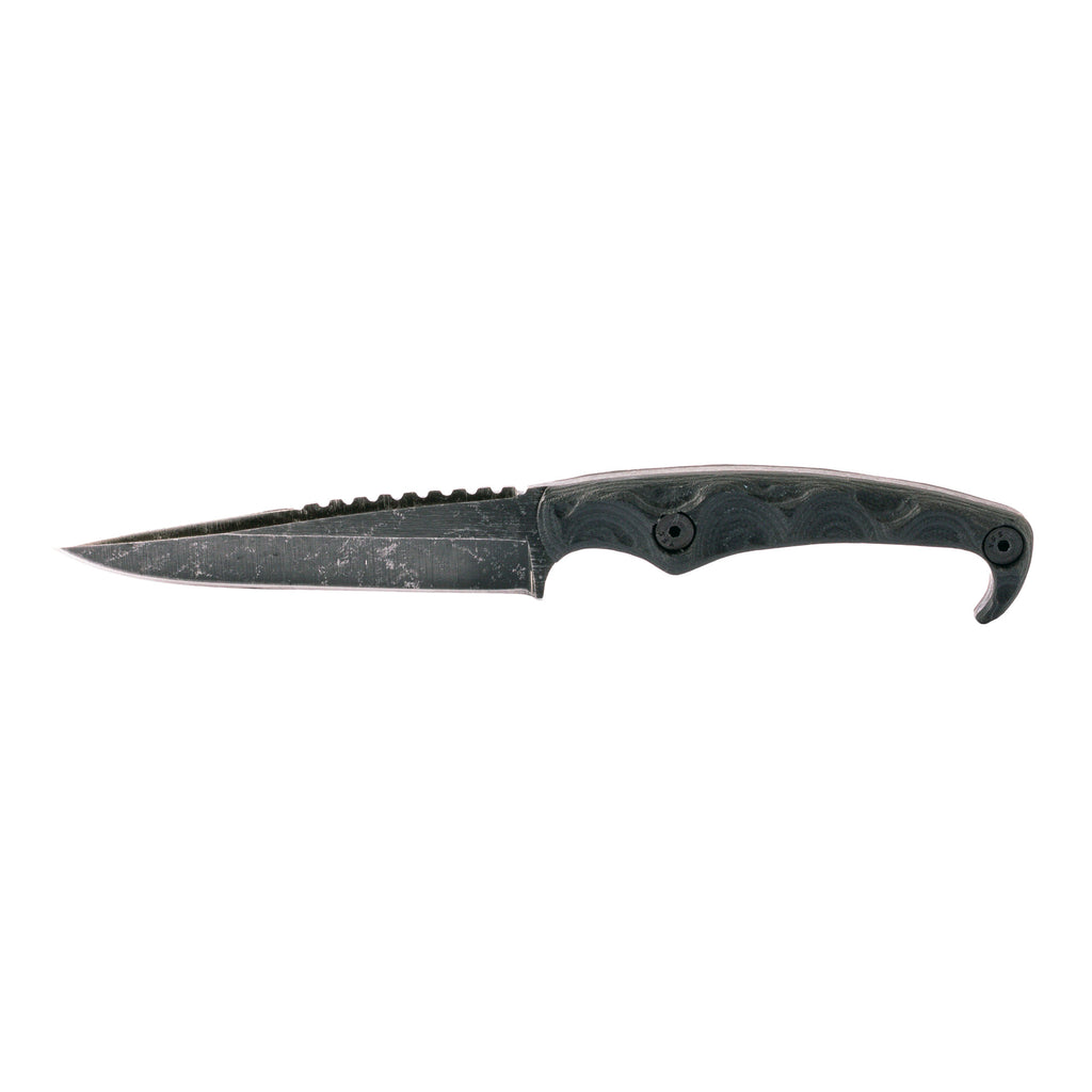 Stroup Knives MK2 Fixed Blade Knife with 1095 Carbon Steel, Black Handle