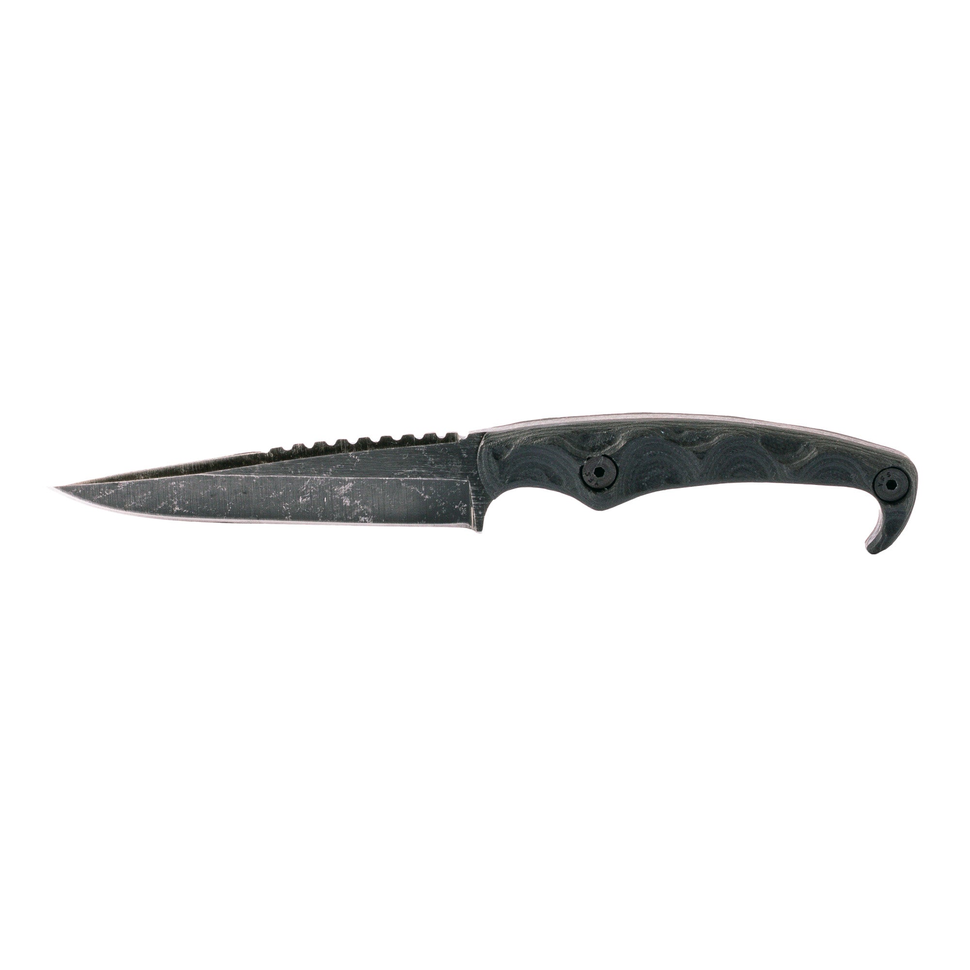 Stroup Knives MK2 Fixed Blade Knife with 1095 Carbon Steel, Black Handle