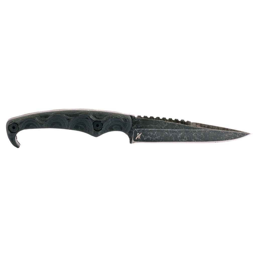Stroup Knives MK2 Fixed Blade Knife with 1095 Carbon Steel, Black Handle