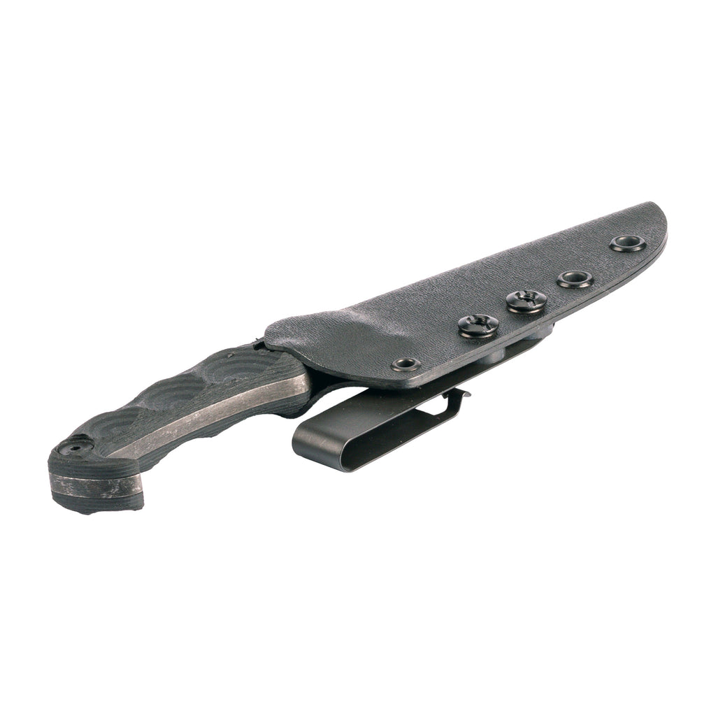 Stroup Knives MK2 Fixed Blade Knife with 1095 Carbon Steel, Black Handle