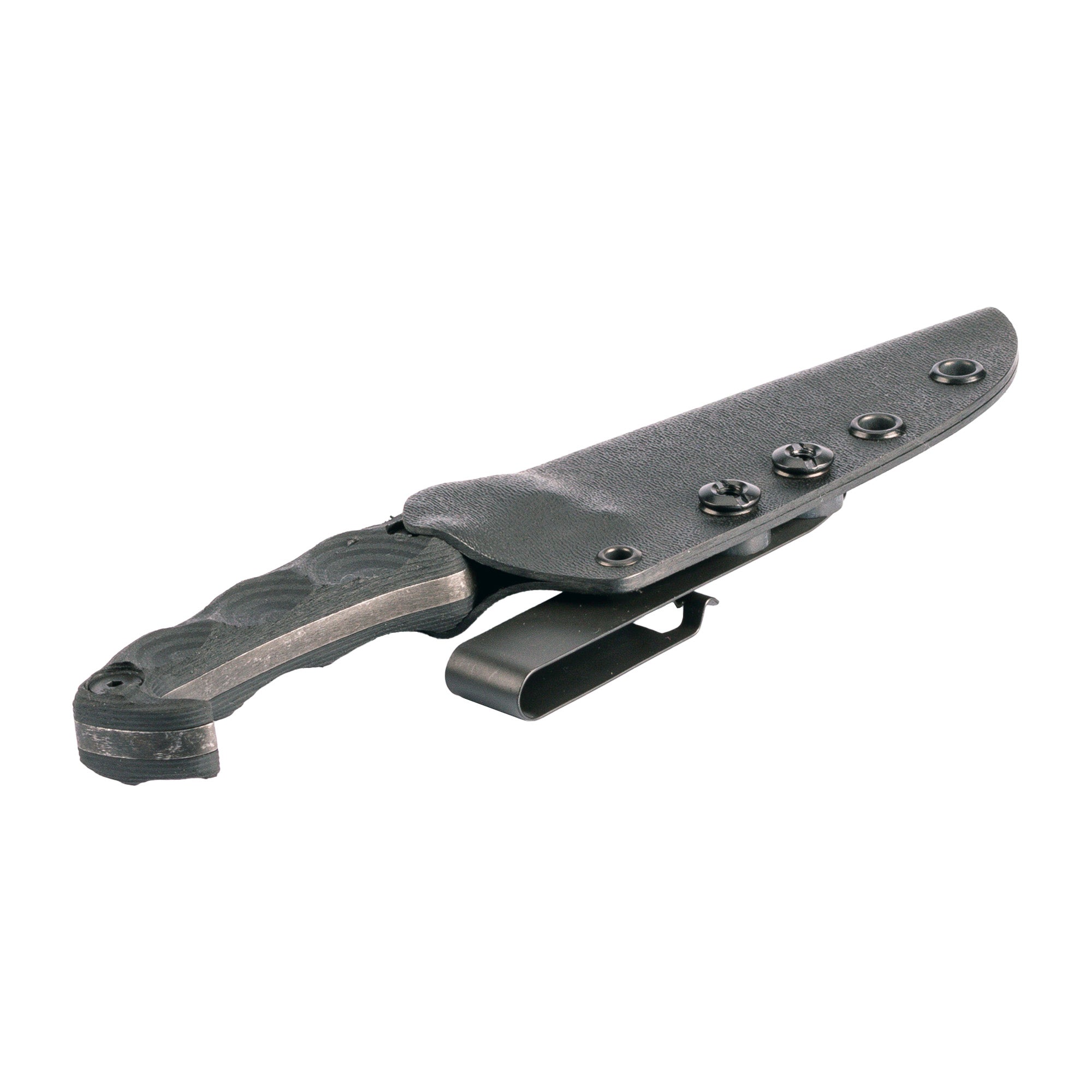 Stroup Knives MK2 Fixed Blade Knife with 1095 Carbon Steel, Black Handle