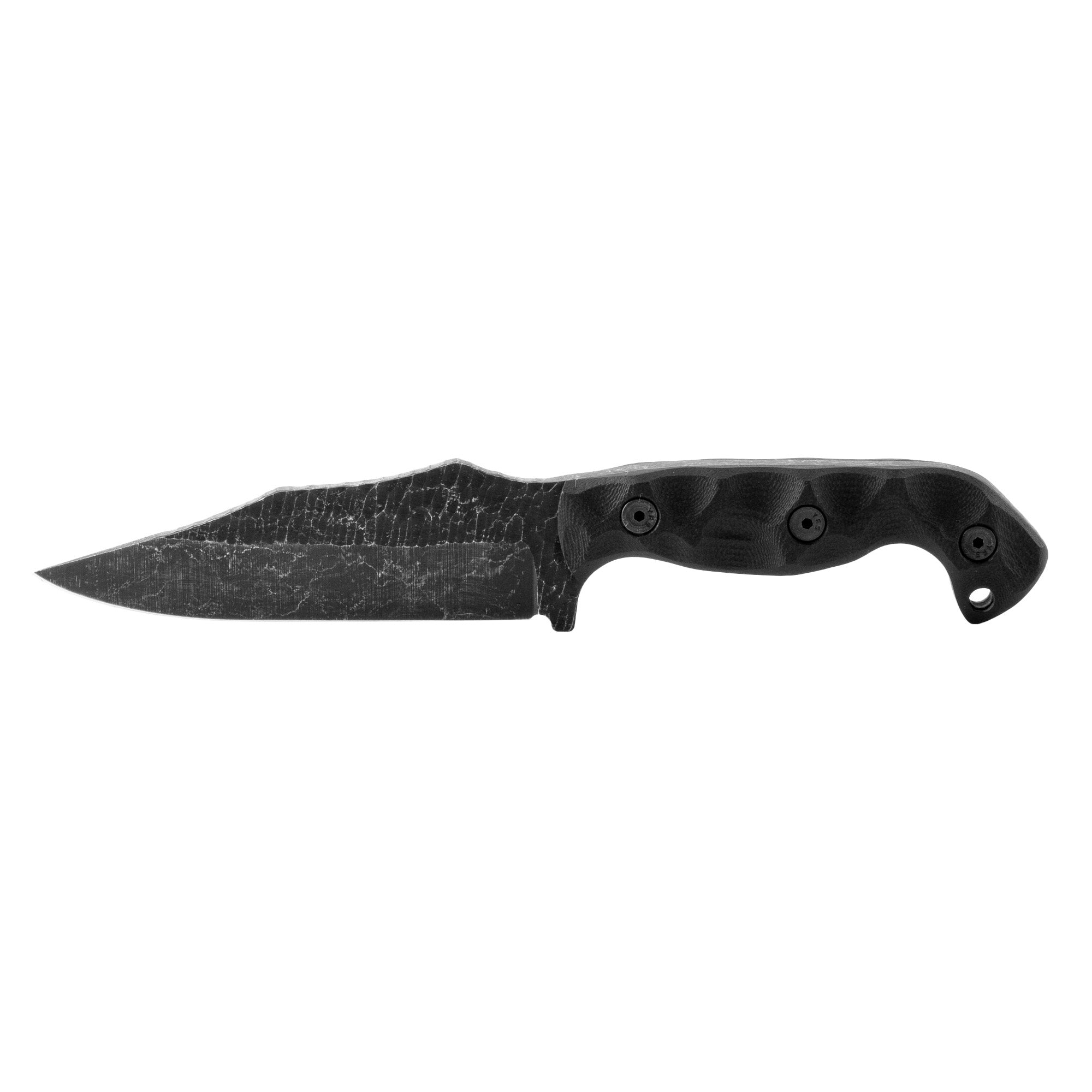 Stroup Knives TU1-B-G10 Fixed Blade Knife with Black Handle and Plain Edge
