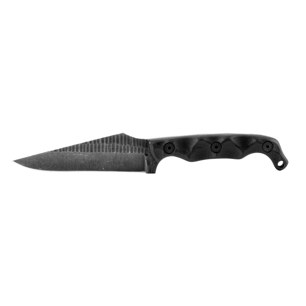 Stroup Knives TU2 Fixed Blade Knife with Black Handle and 1095 Carbon Steel Edge