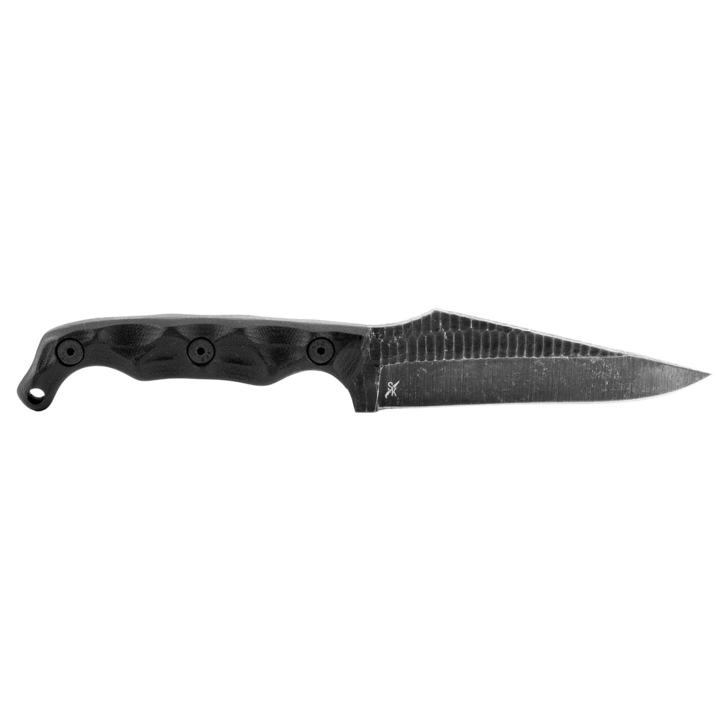 Stroup Knives TU2 Fixed Blade Knife with Black Handle and 1095 Carbon Steel Edge