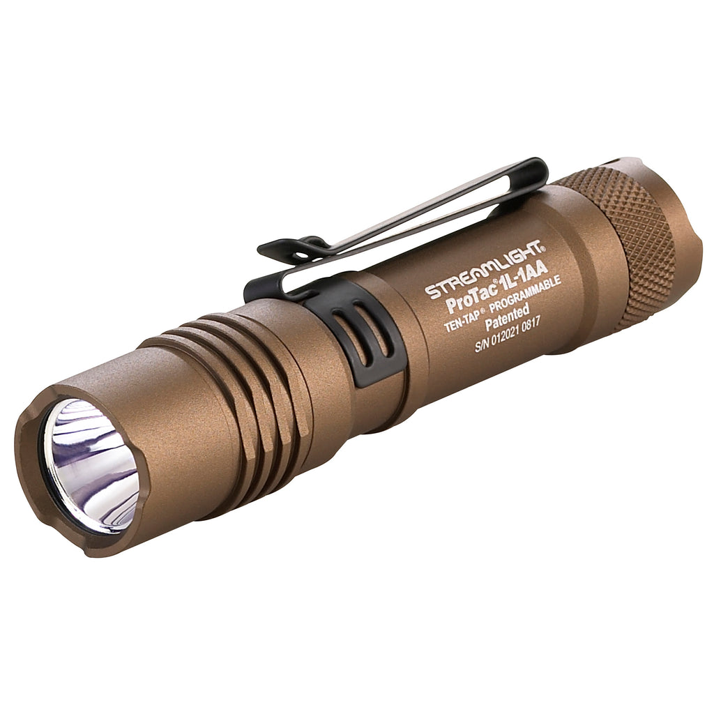 Streamlight ProTac 1L-1AA Coyote Flashlight – Compact Dual-Fuel LED Light for Everyday Use