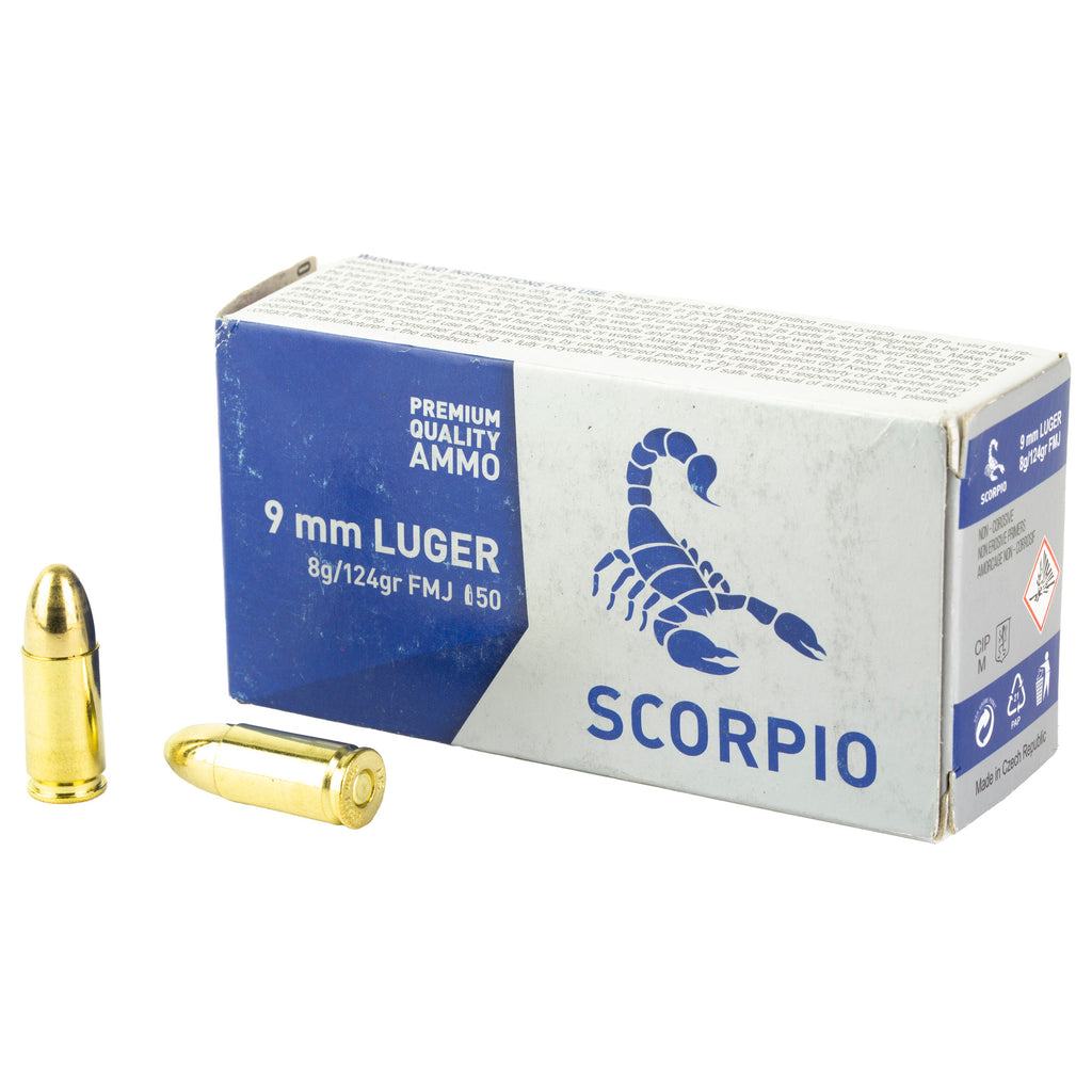 STV Technology Scorpio Ammo 9mm 124 Grain Full Metal Jacket - Box of 50 Rounds