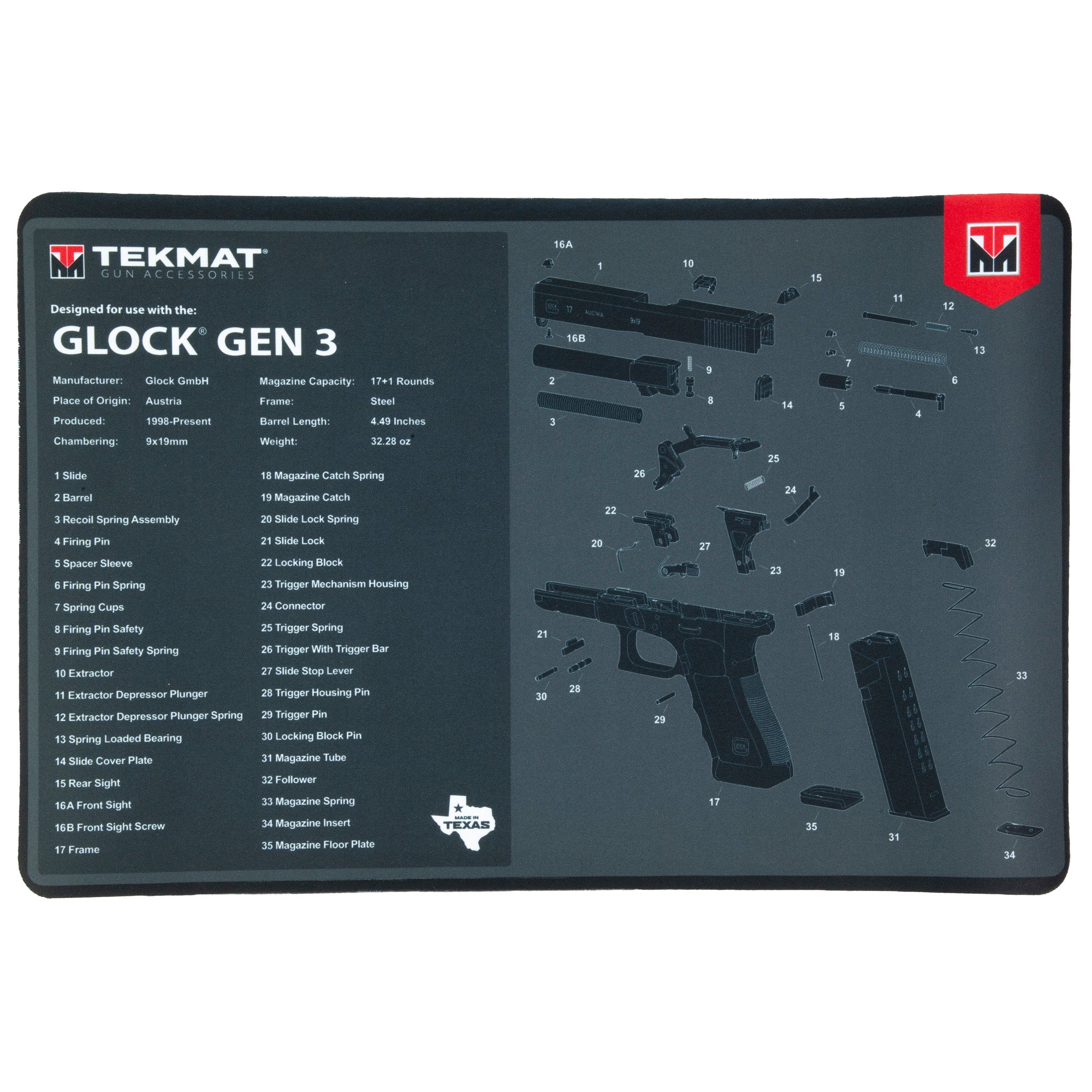 TekMat Pistol Mat for Glock Gen3 – Original Gun Cleaning and Maintenance Mat